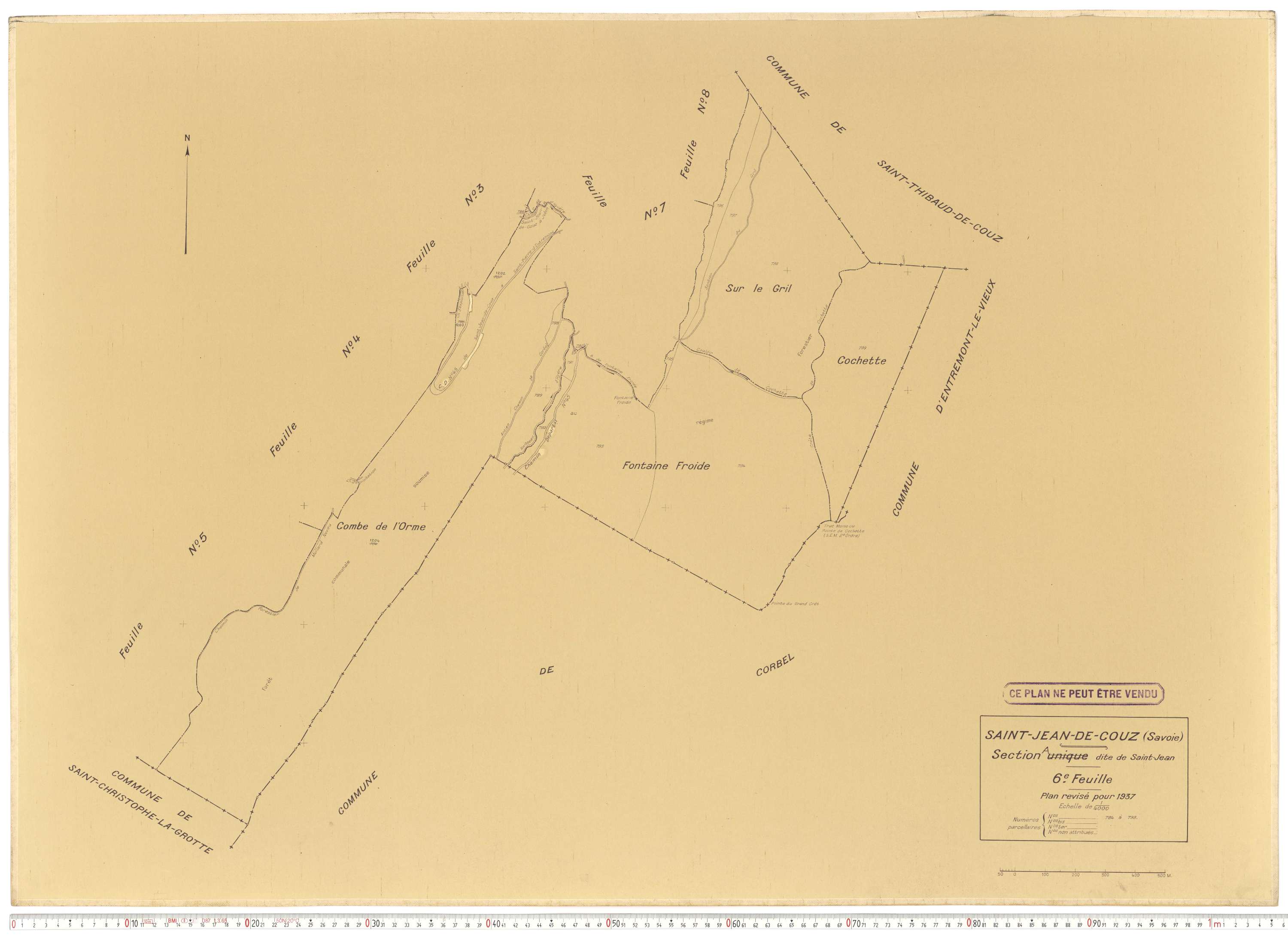 Saint-Jean-de-Couz - Plans cadastraux du cadastre rénové en 1937 et mis à jour en 1988.
