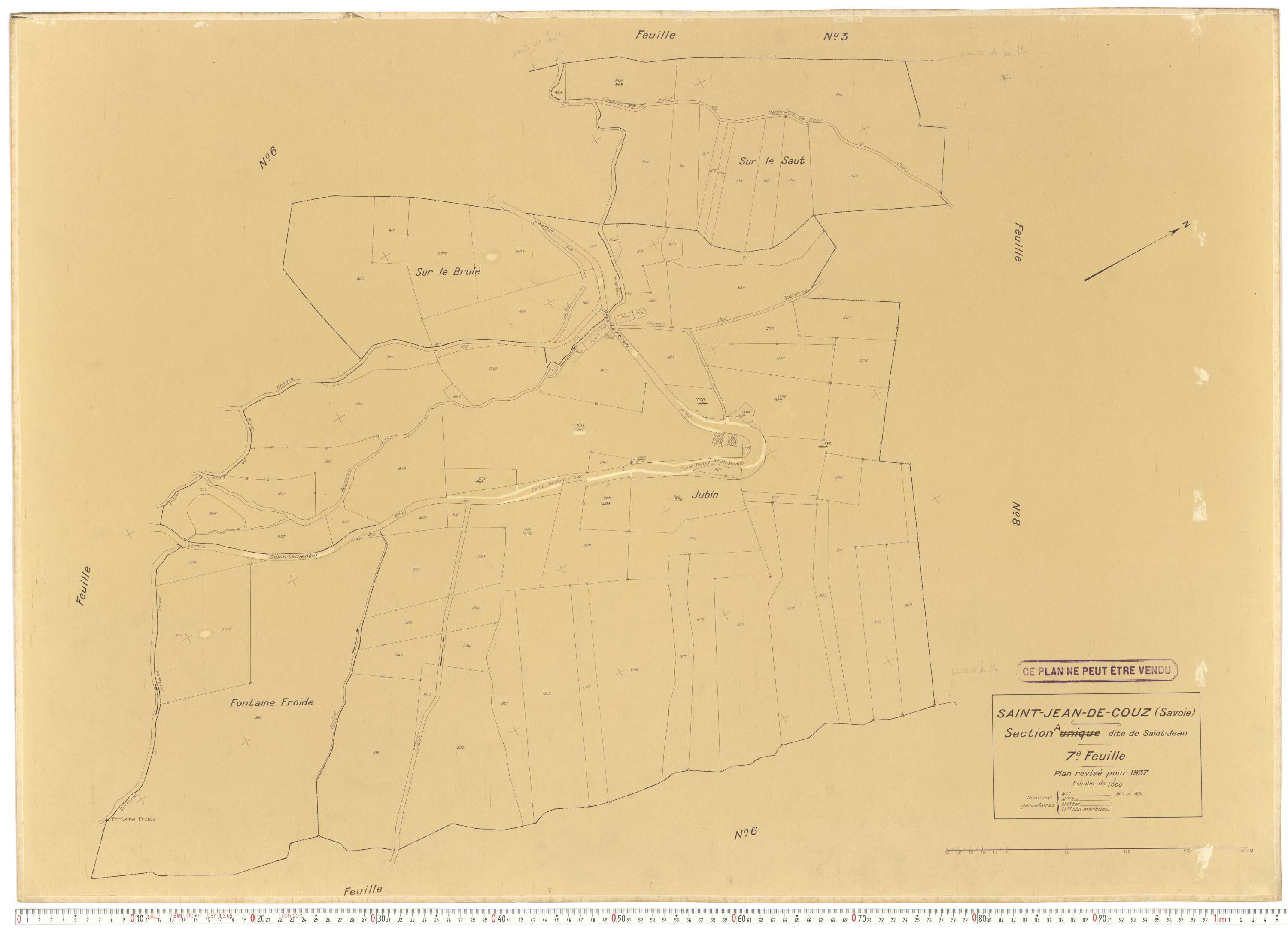 Saint-Jean-de-Couz - Plans cadastraux du cadastre rénové en 1937 et mis à jour en 1988.