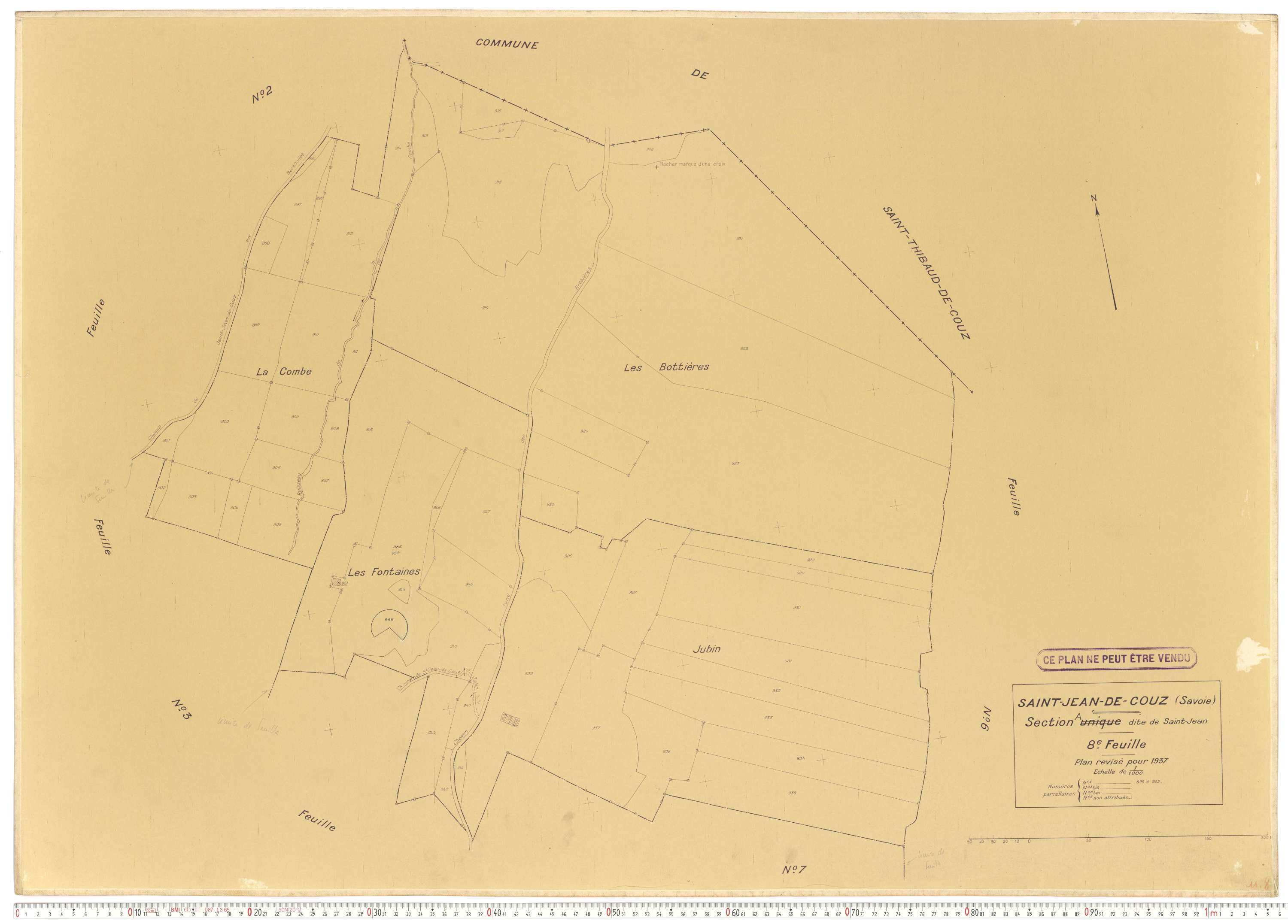 Saint-Jean-de-Couz - Plans cadastraux du cadastre rénové en 1937 et mis à jour en 1988.