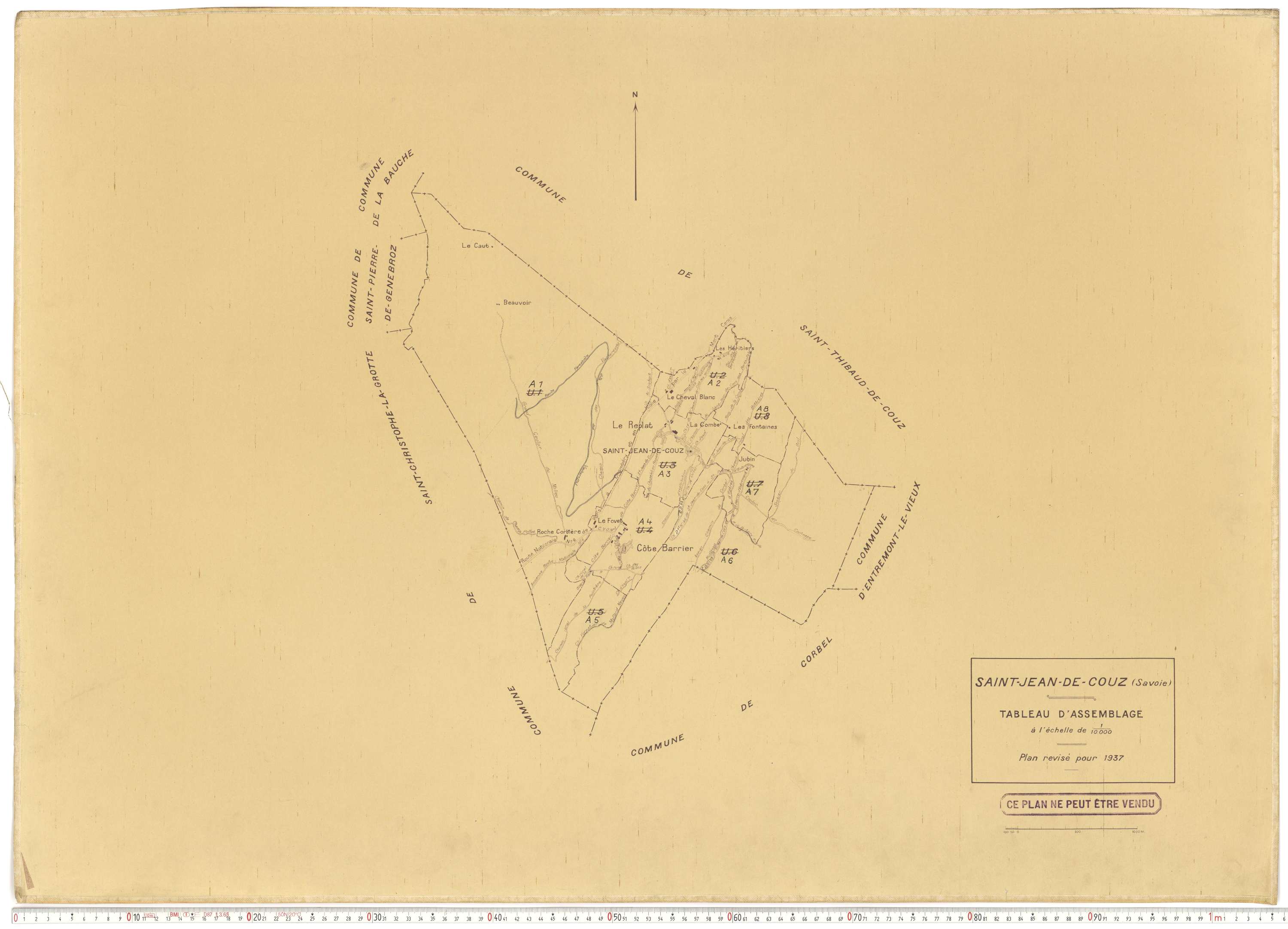 Saint-Jean-de-Couz - Plans cadastraux du cadastre rénové en 1937 et mis à jour en 1988.