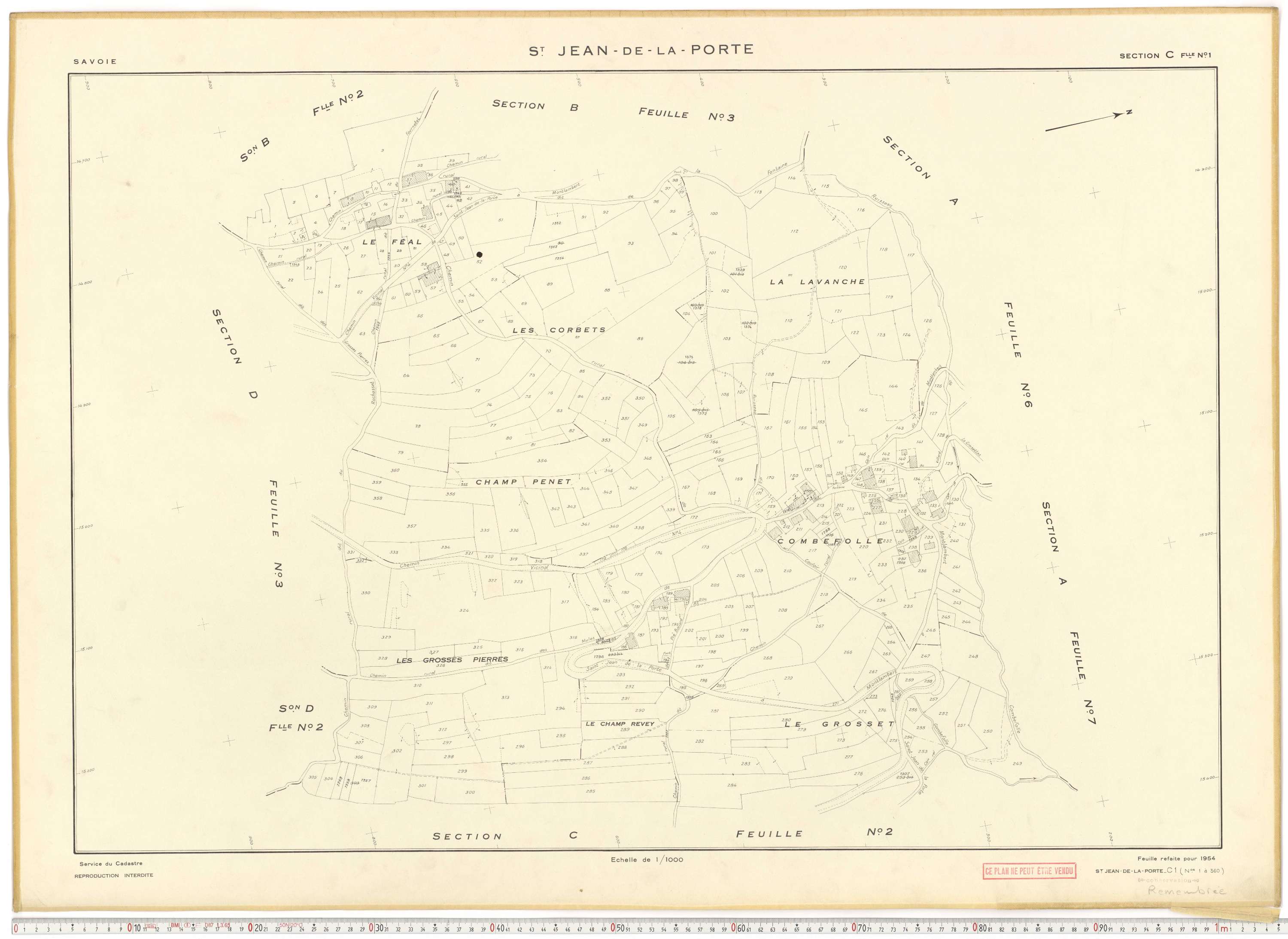 Saint-Jean-de-la-Porte - Cadastre rénové (1954).