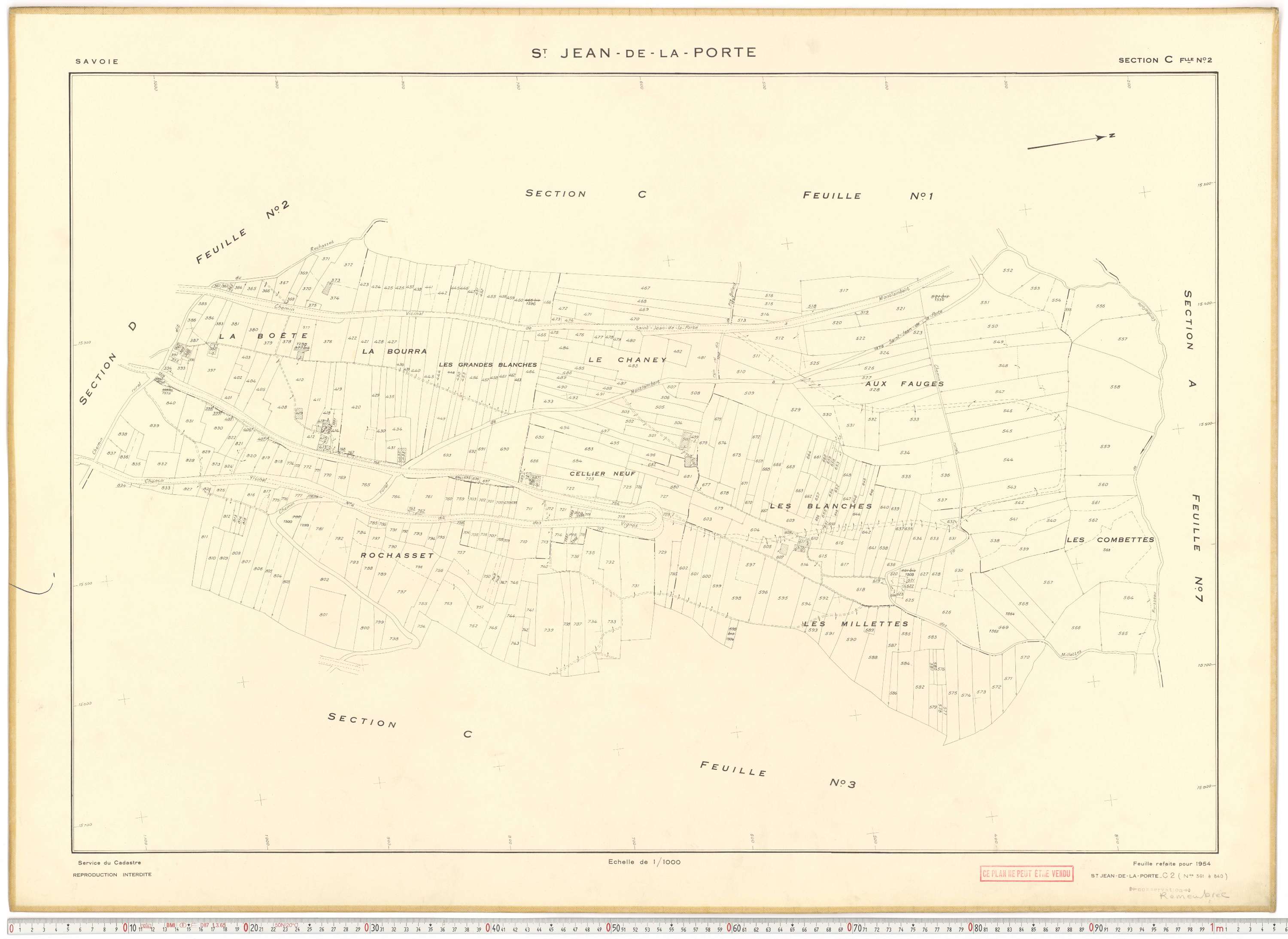 Saint-Jean-de-la-Porte - Cadastre rénové (1954).