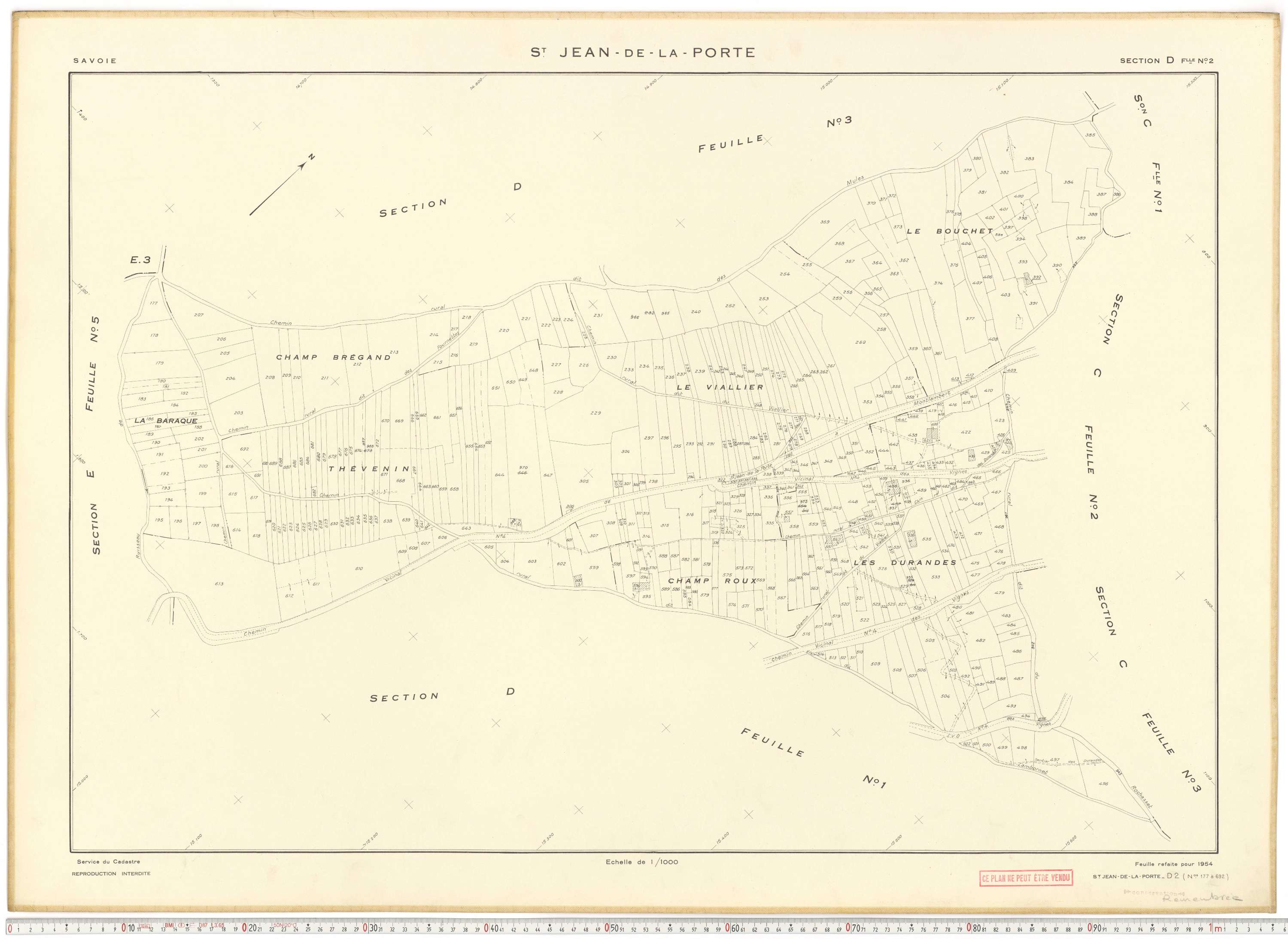 Saint-Jean-de-la-Porte - Cadastre rénové (1954).