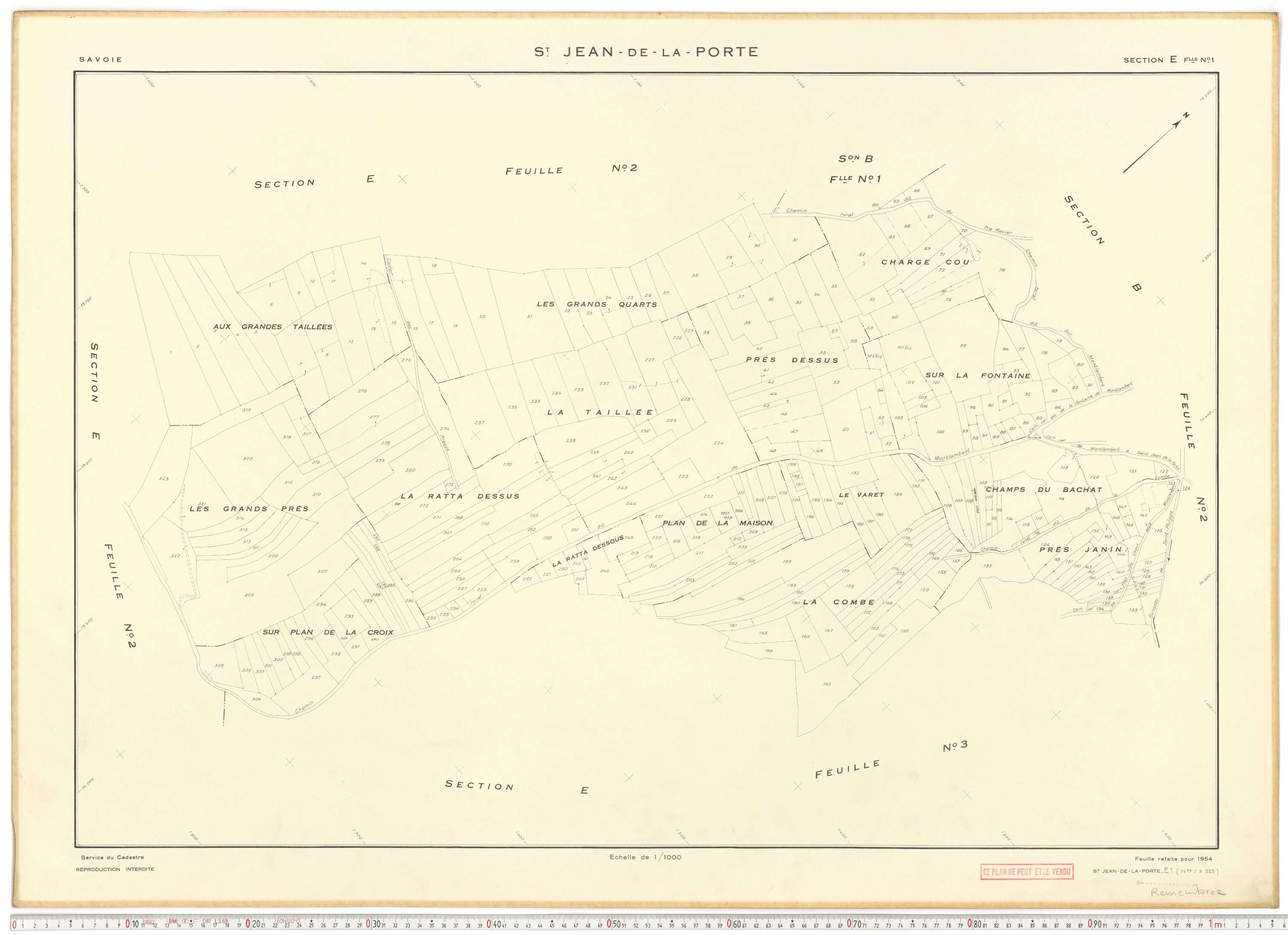 Saint-Jean-de-la-Porte - Cadastre rénové (1954).