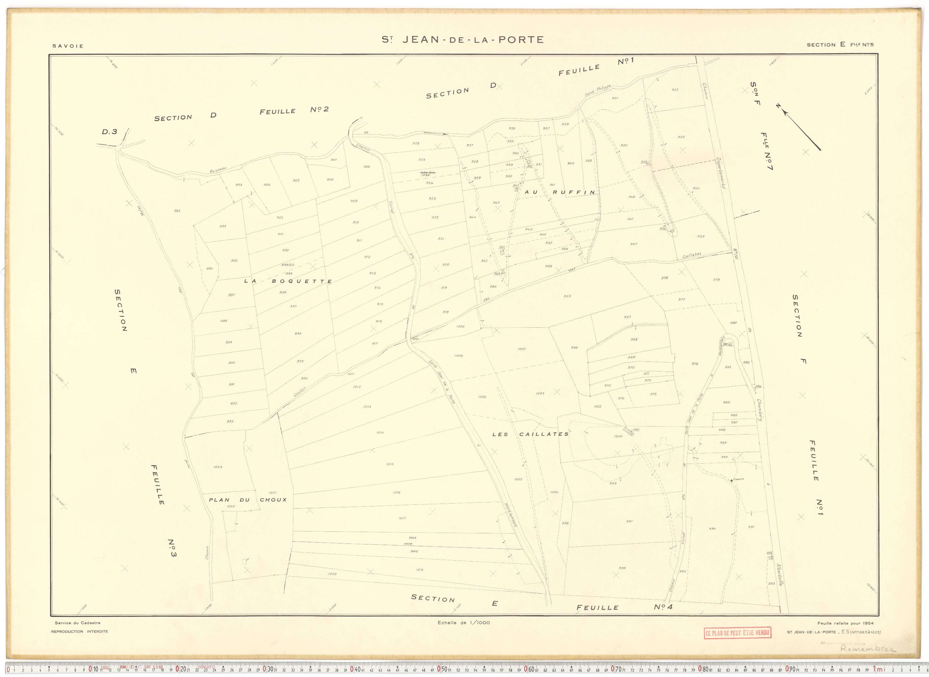 Saint-Jean-de-la-Porte - Cadastre rénové (1954).