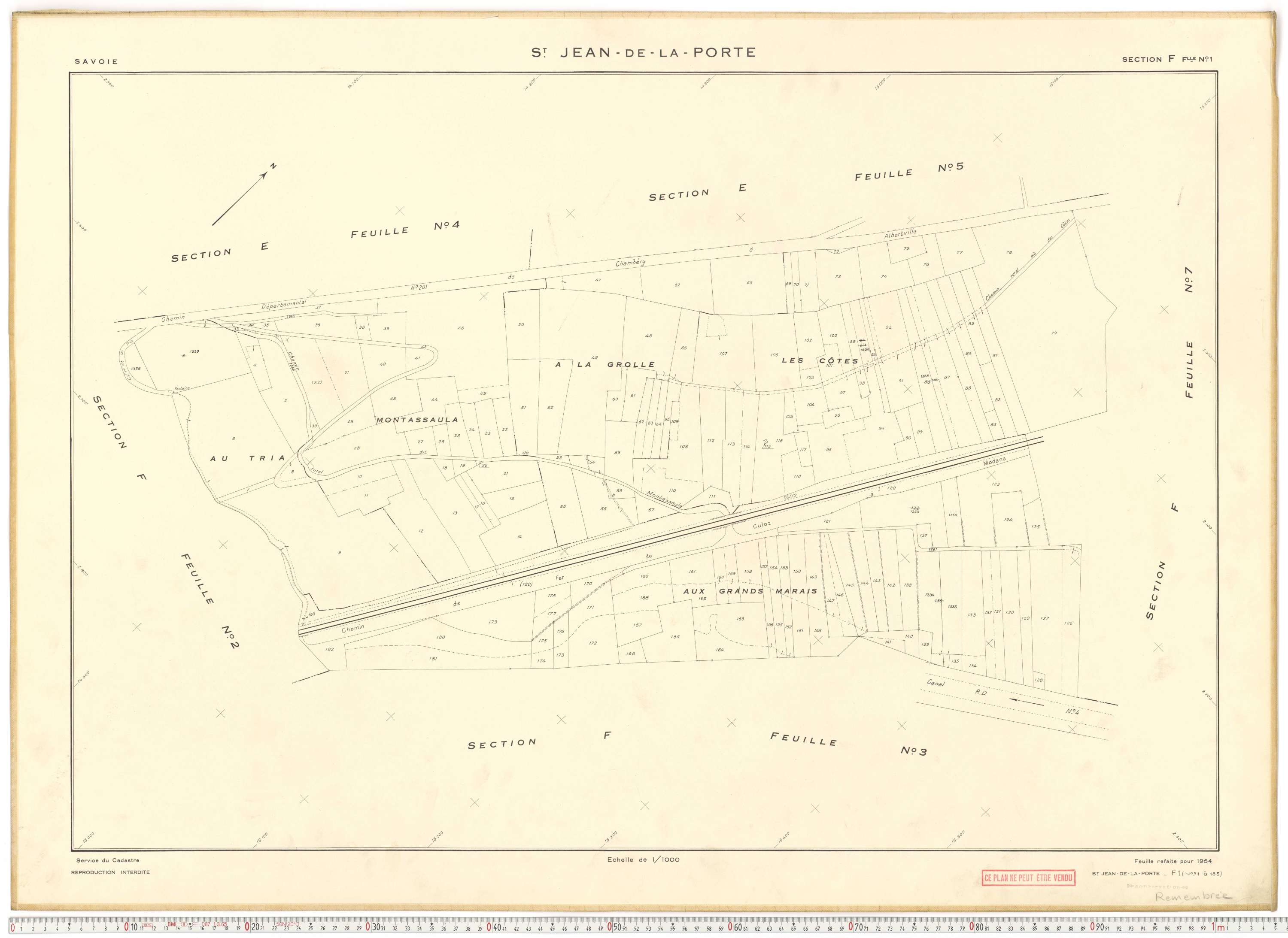 Saint-Jean-de-la-Porte - Cadastre rénové (1954).