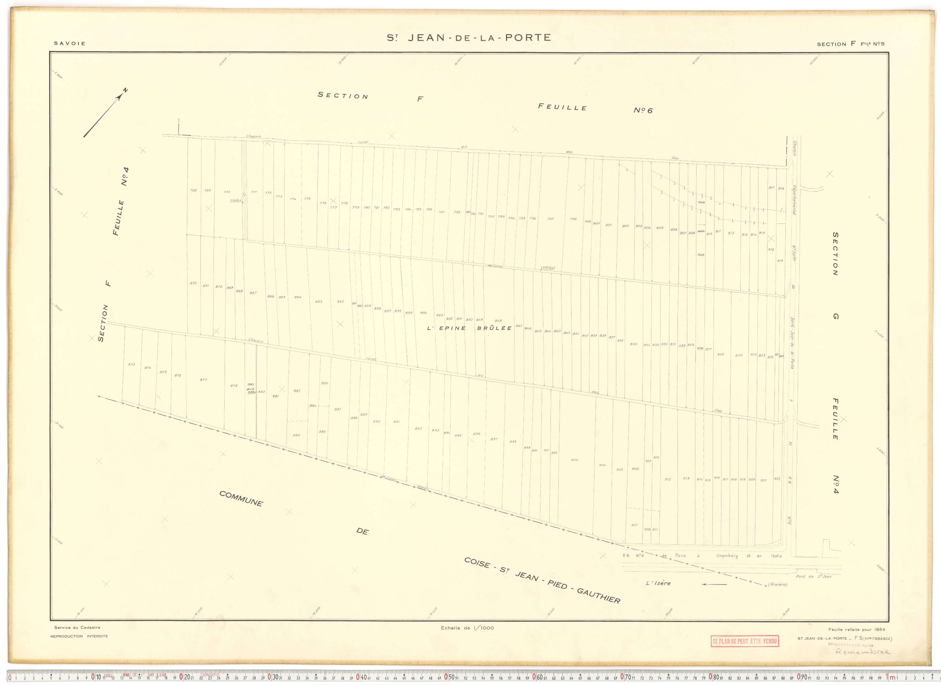 Saint-Jean-de-la-Porte - Cadastre rénové (1954).