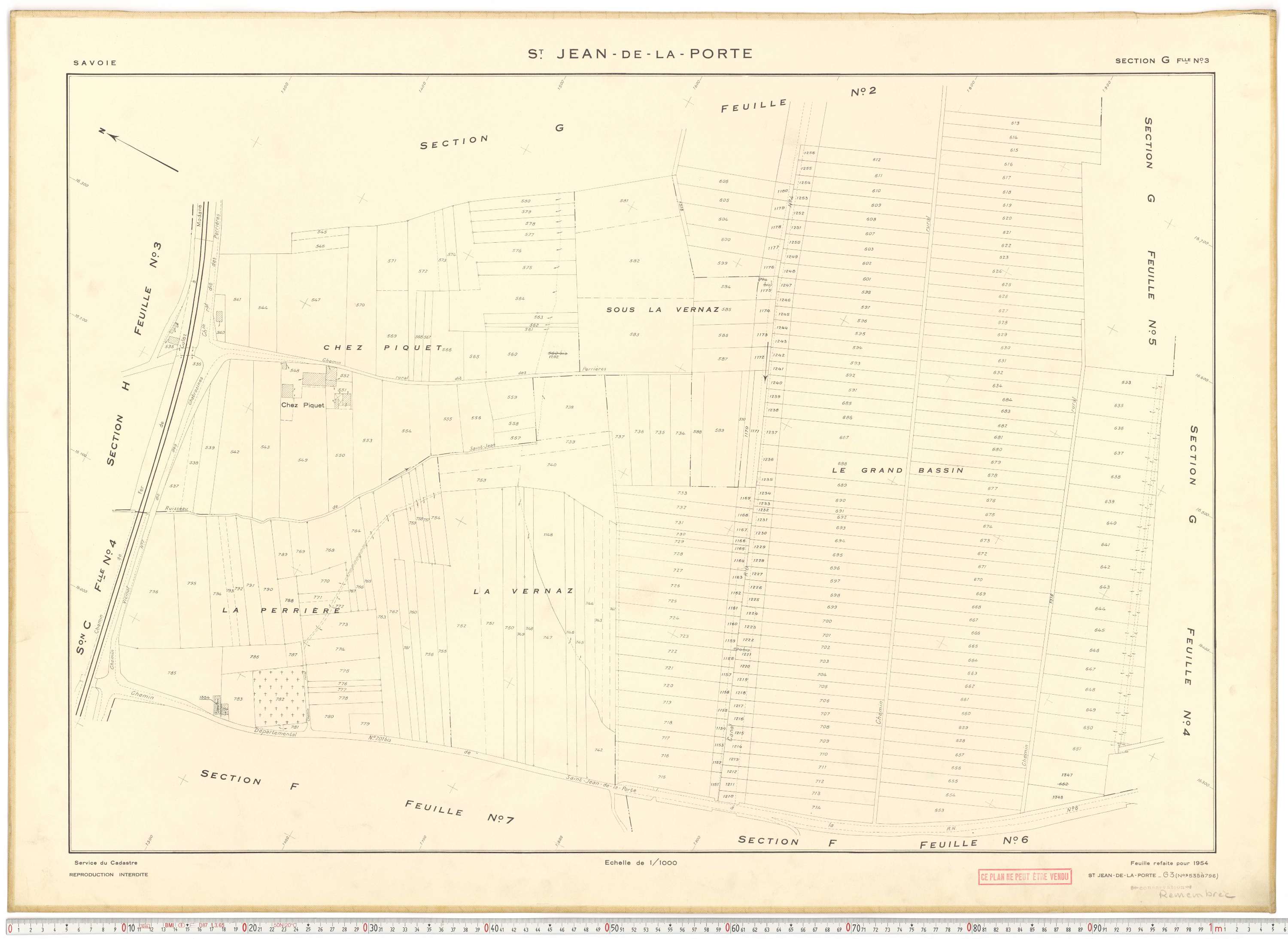 Saint-Jean-de-la-Porte - Cadastre rénové (1954).