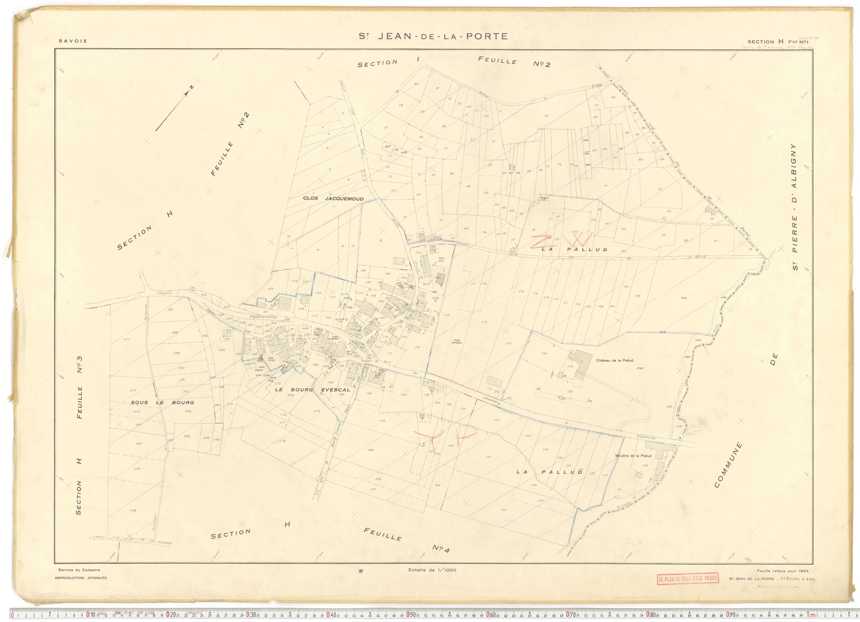 Saint-Jean-de-la-Porte - Cadastre rénové (1954).