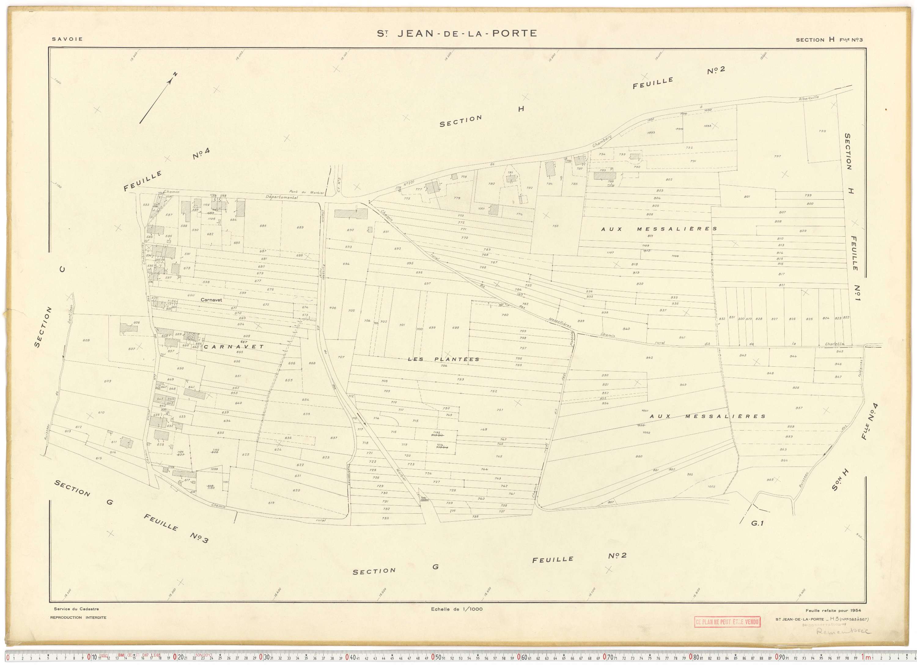 Saint-Jean-de-la-Porte - Cadastre rénové (1954).
