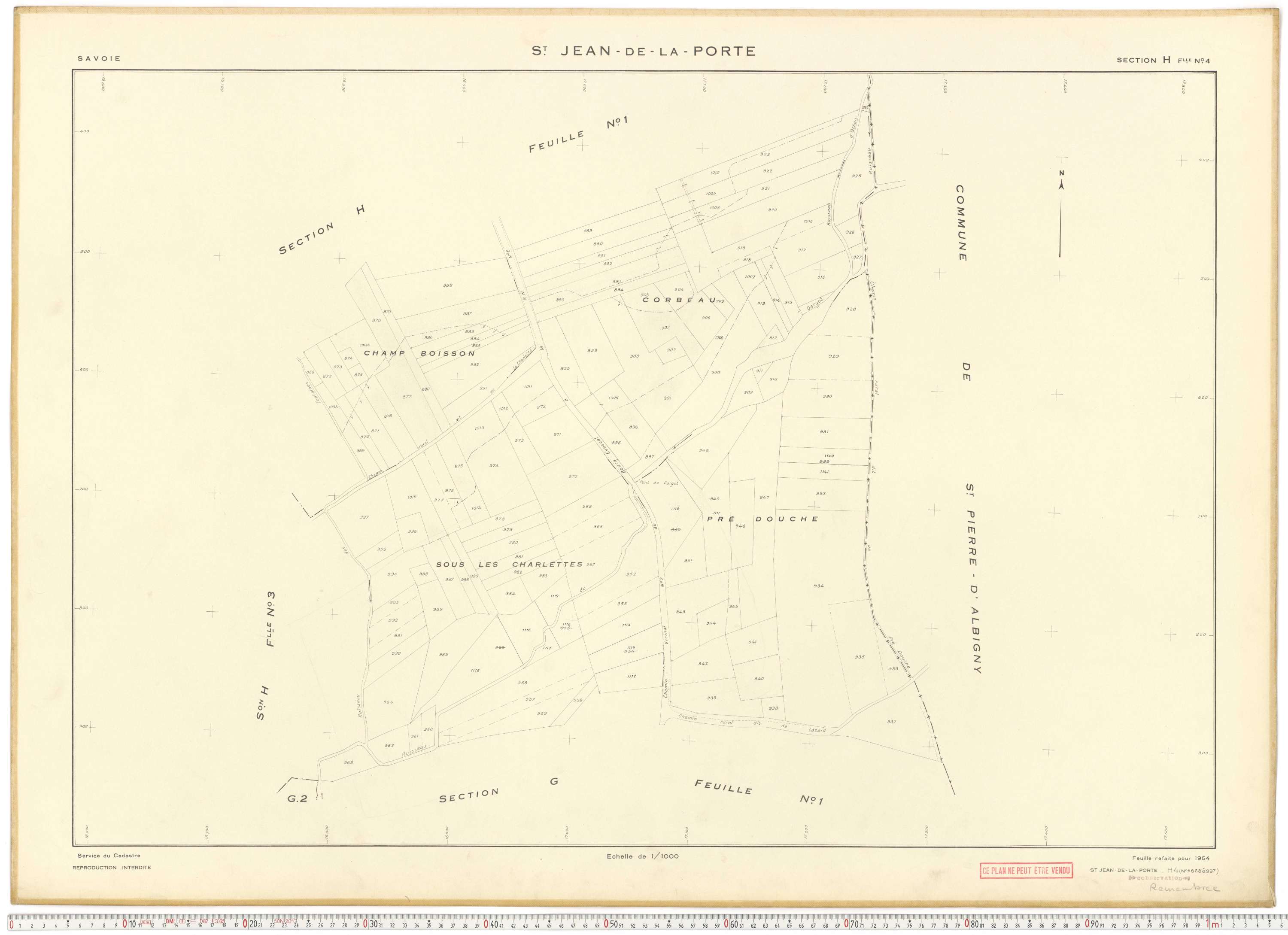 Saint-Jean-de-la-Porte - Cadastre rénové (1954).