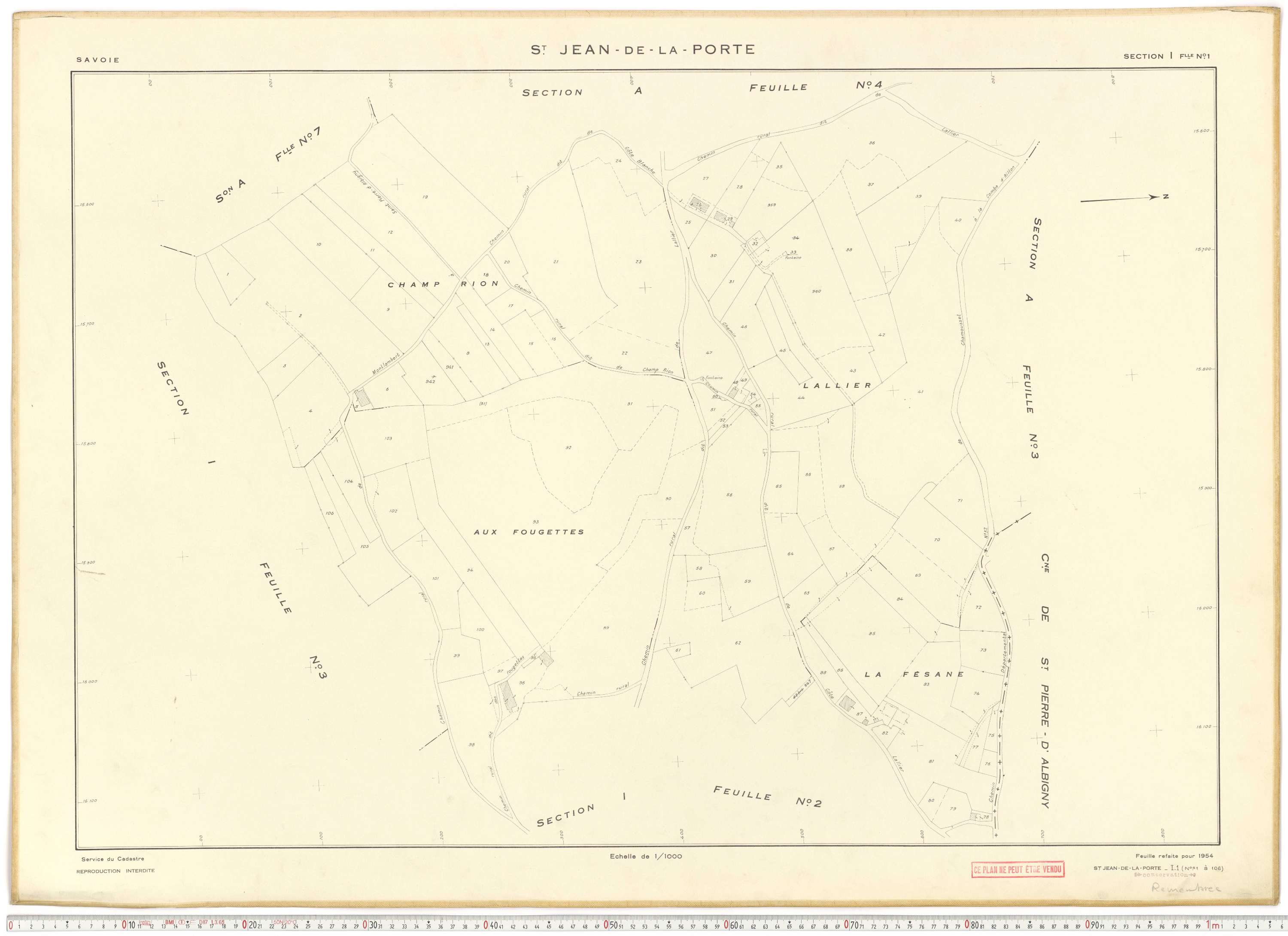 Saint-Jean-de-la-Porte - Cadastre rénové (1954).