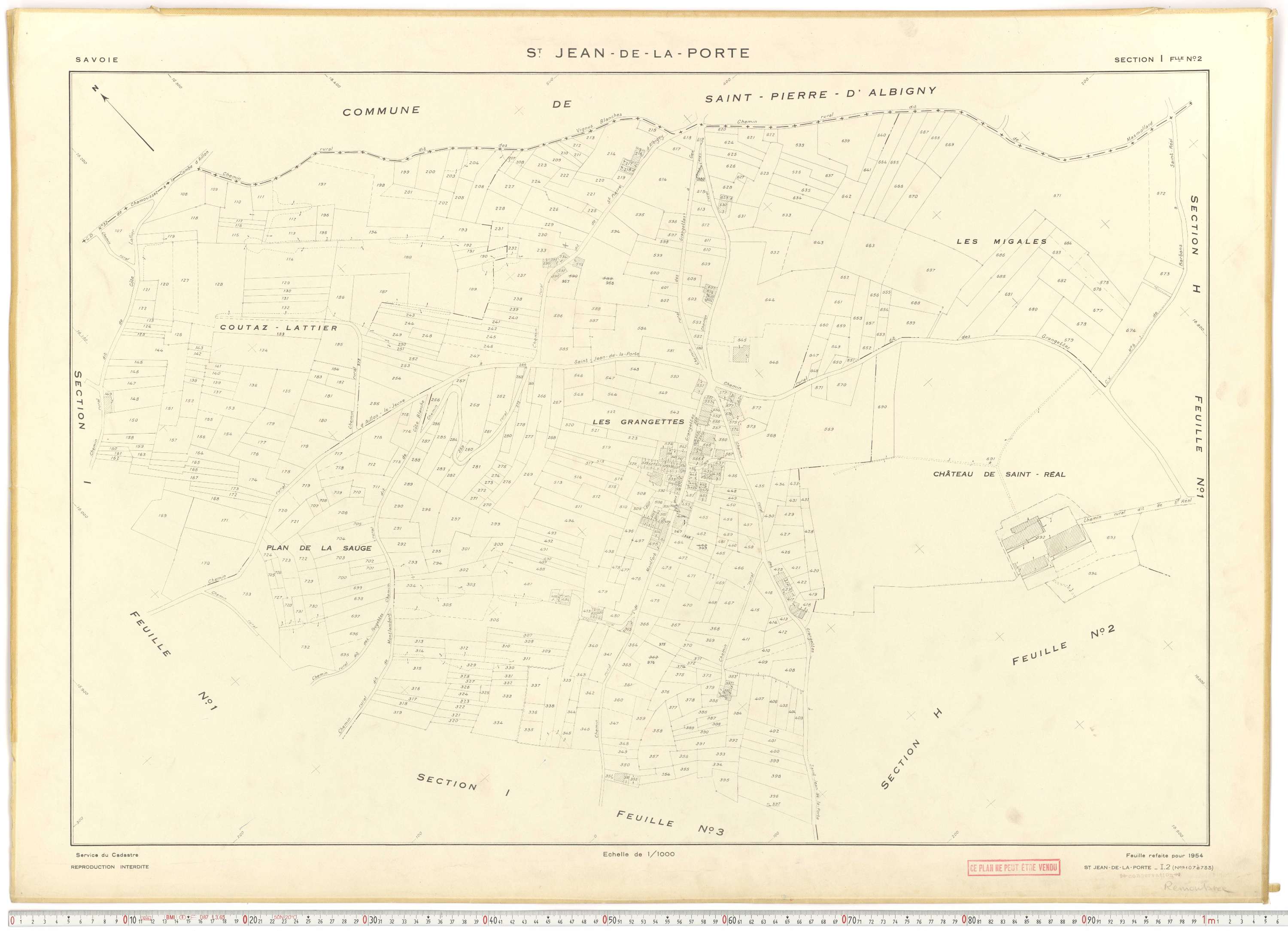 Saint-Jean-de-la-Porte - Cadastre rénové (1954).