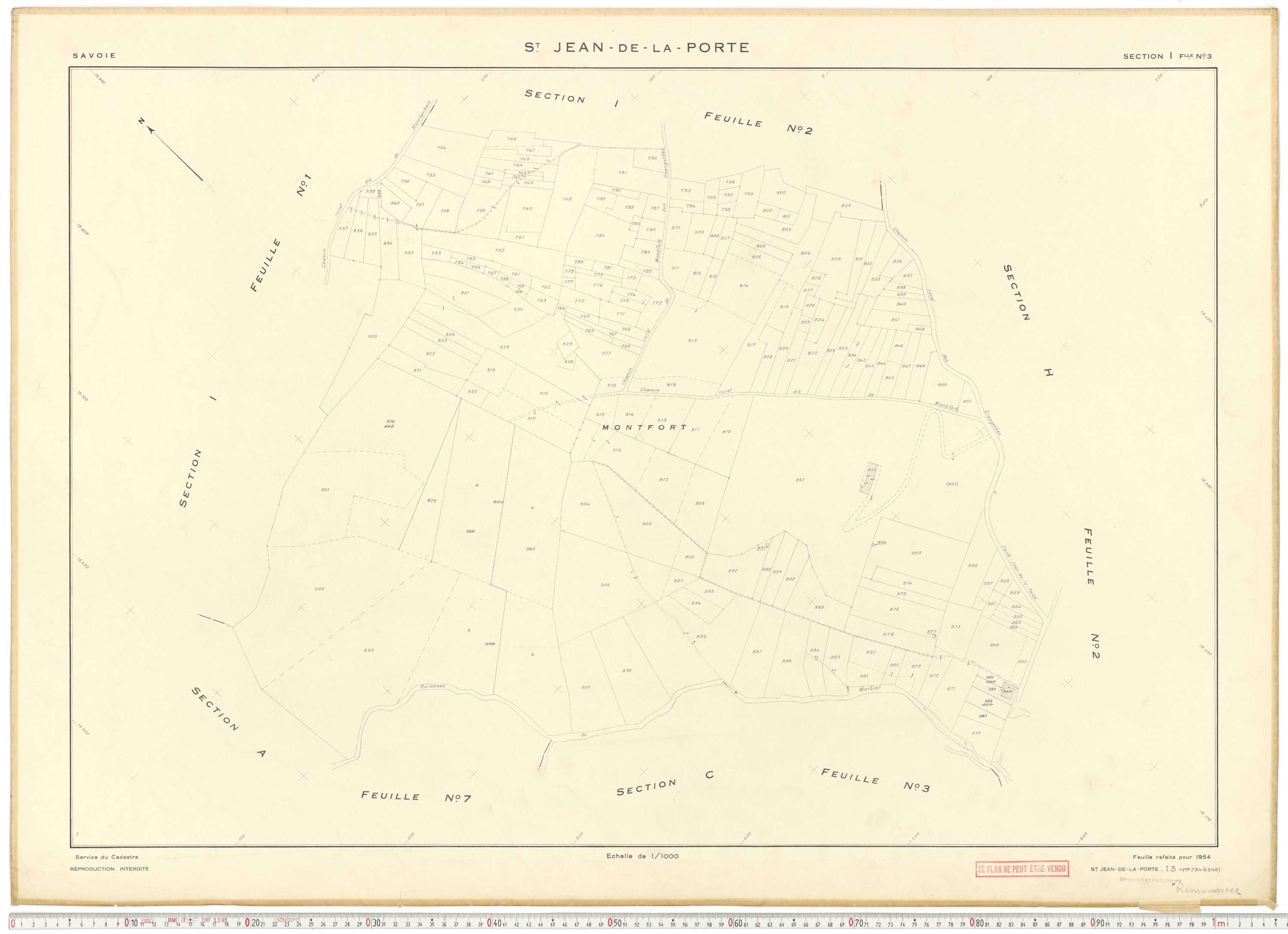 Saint-Jean-de-la-Porte - Cadastre rénové (1954).
