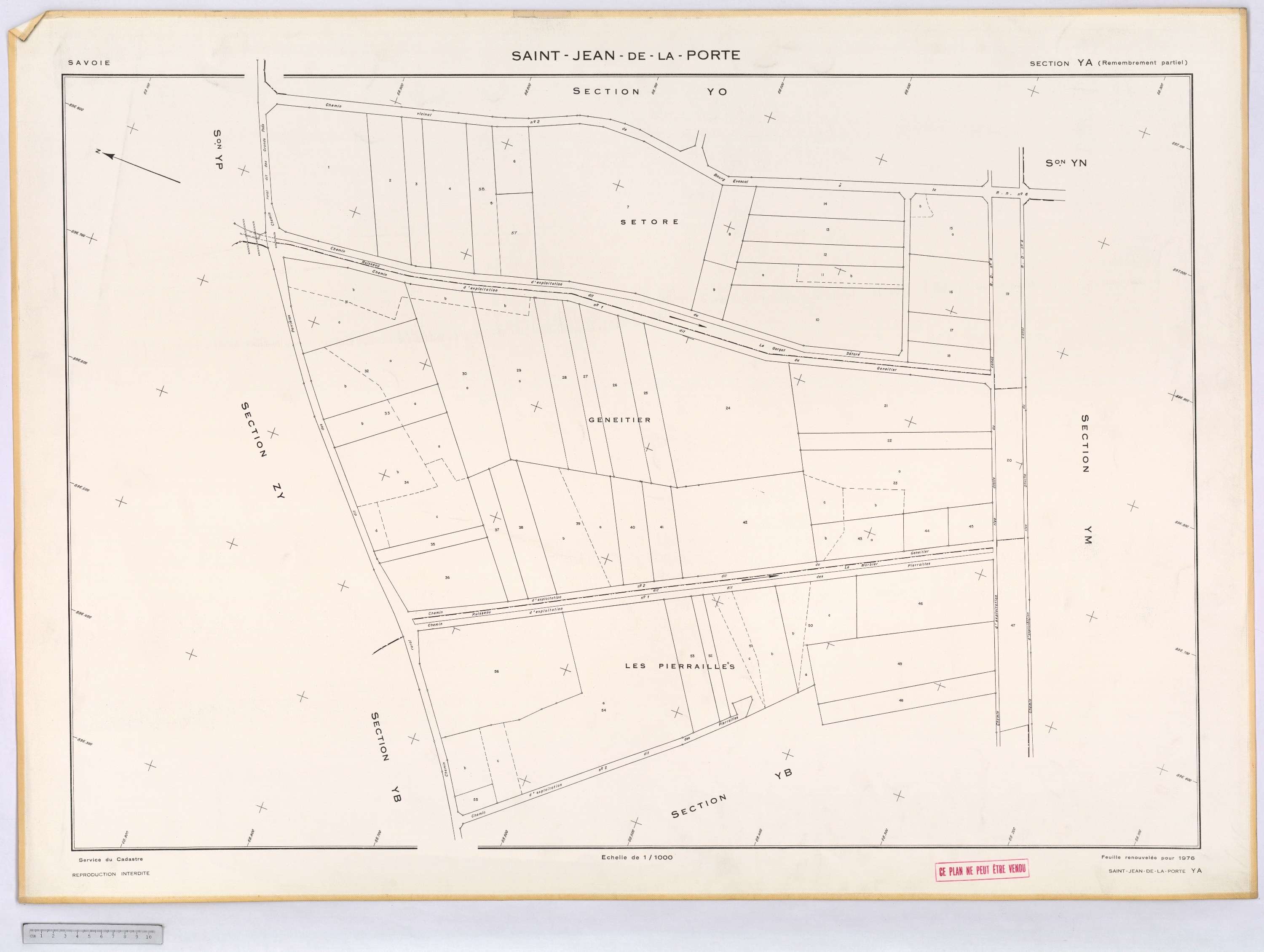 Saint-Jean-de-la-Porte - Cadastre remembré (1976).
