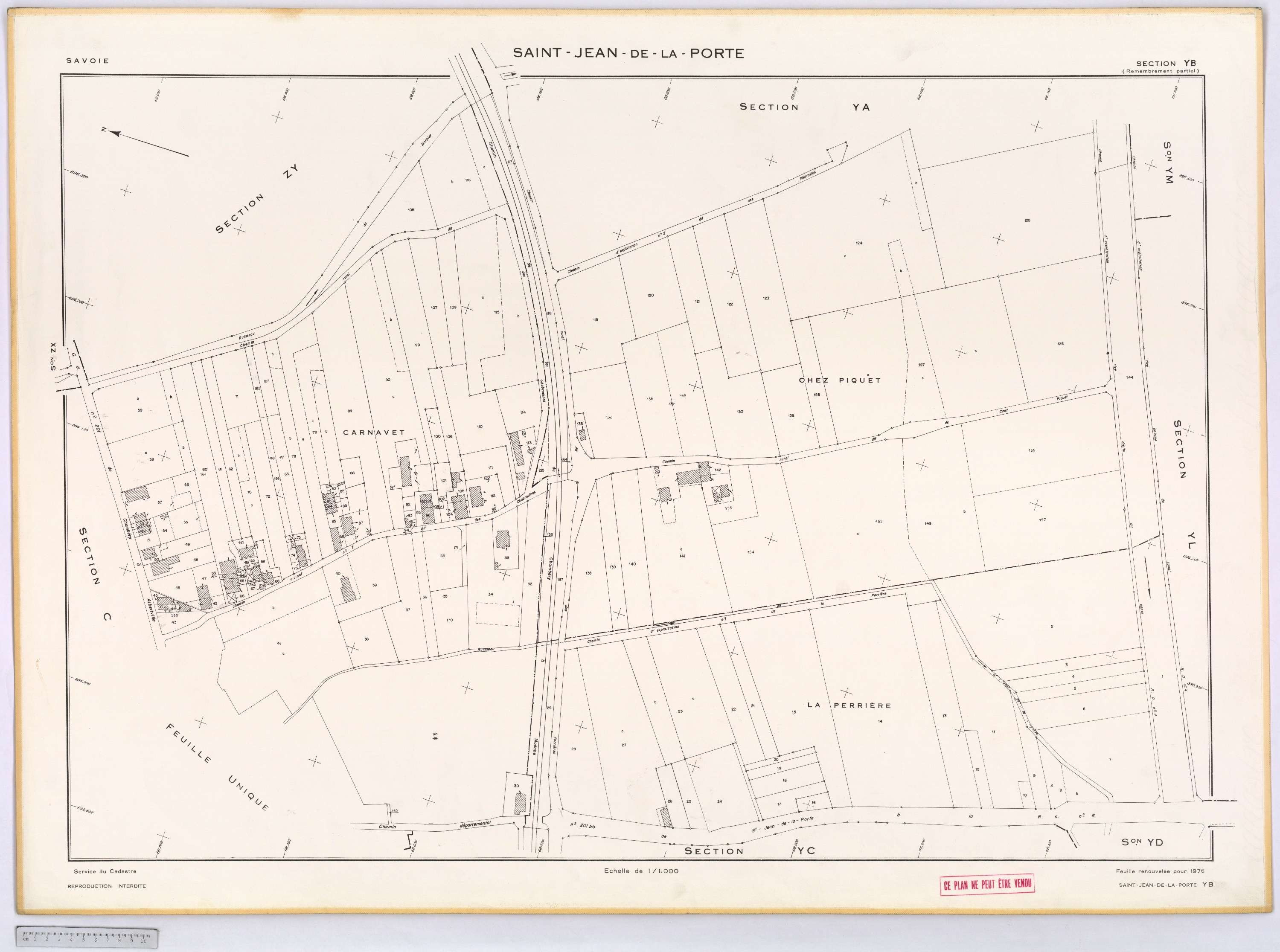 Saint-Jean-de-la-Porte - Cadastre remembré (1976).
