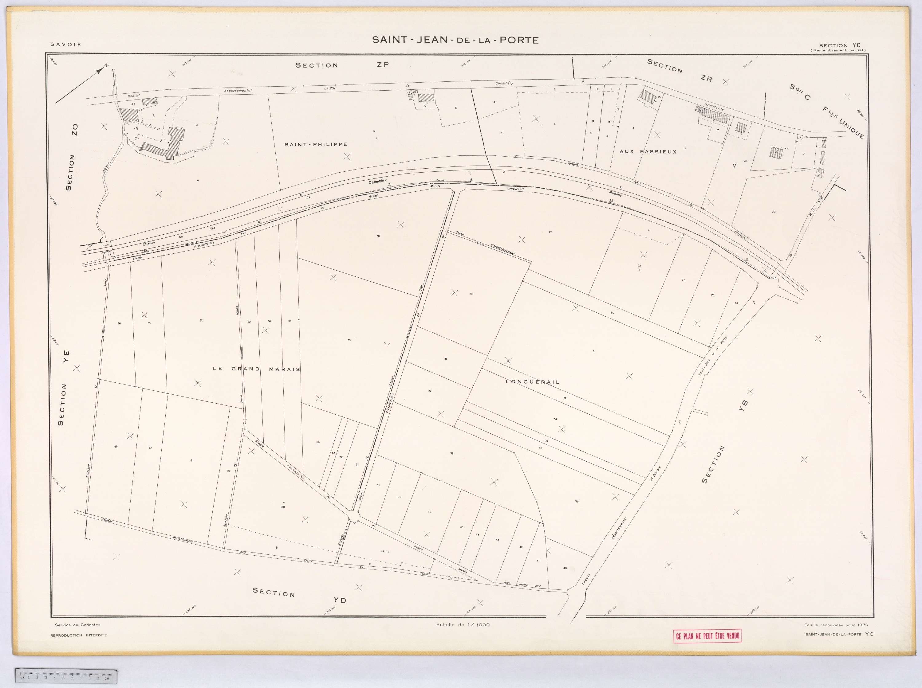 Saint-Jean-de-la-Porte - Cadastre remembré (1976).