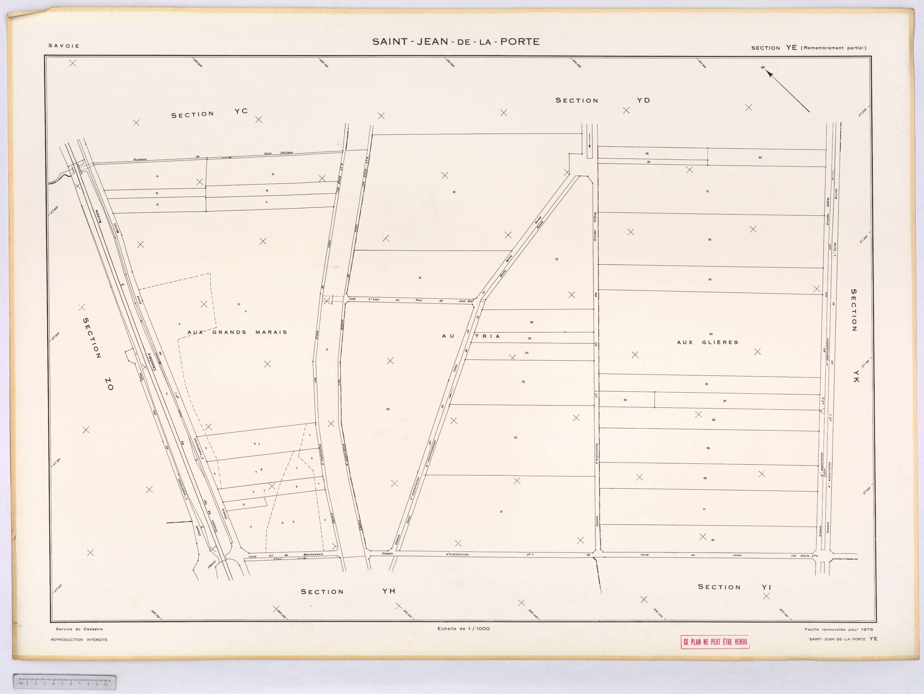 Saint-Jean-de-la-Porte - Cadastre remembré (1976).