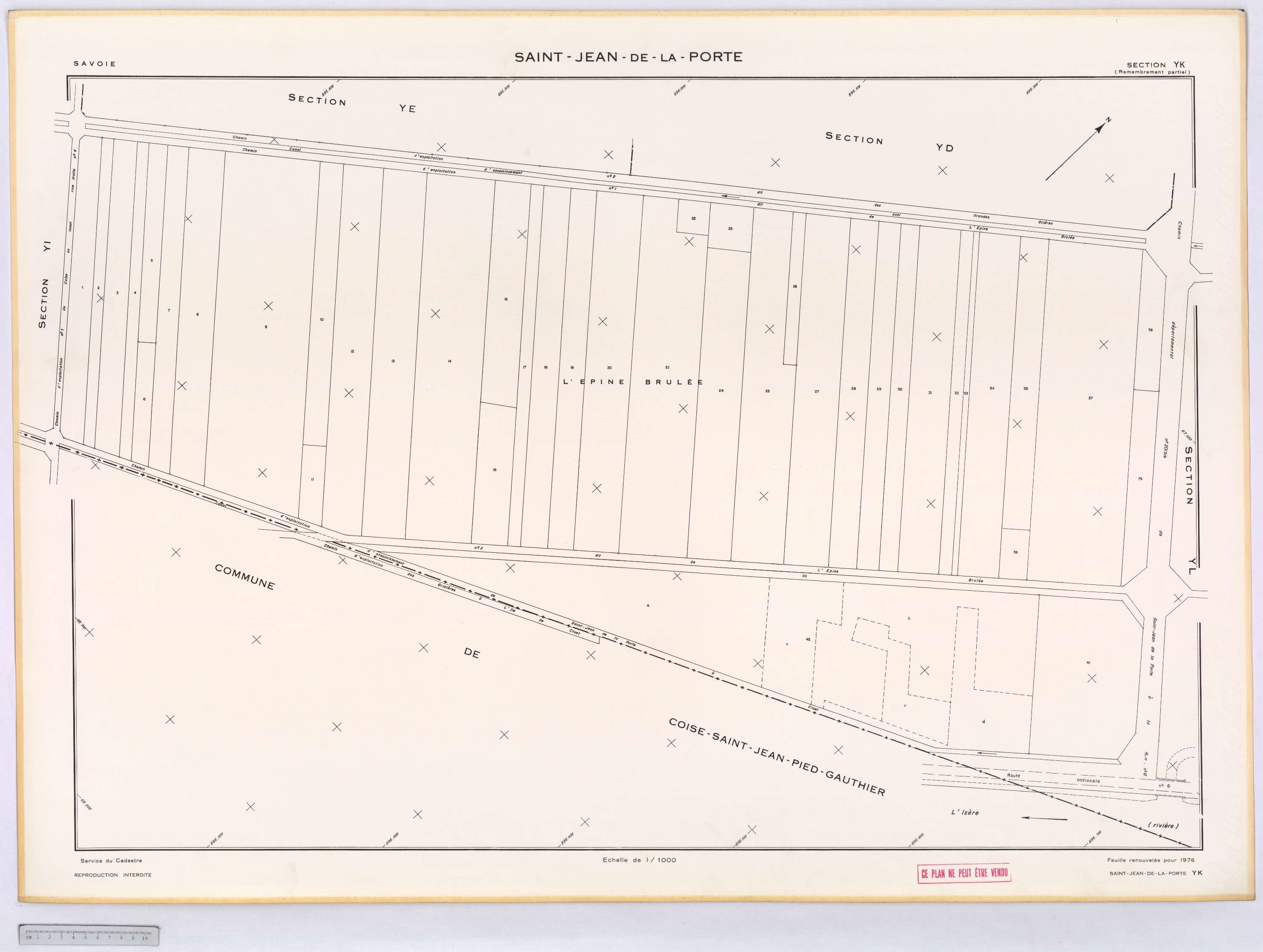 Saint-Jean-de-la-Porte - Cadastre remembré (1976).