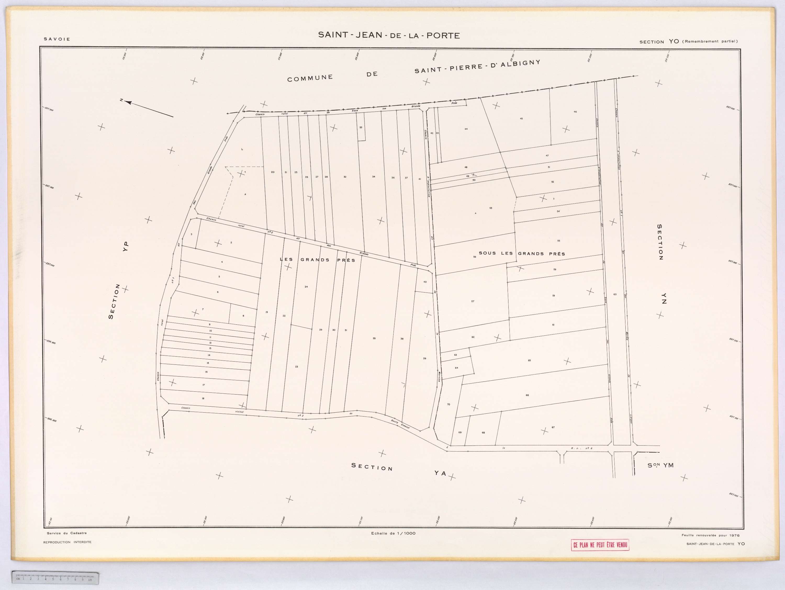 Saint-Jean-de-la-Porte - Cadastre remembré (1976).