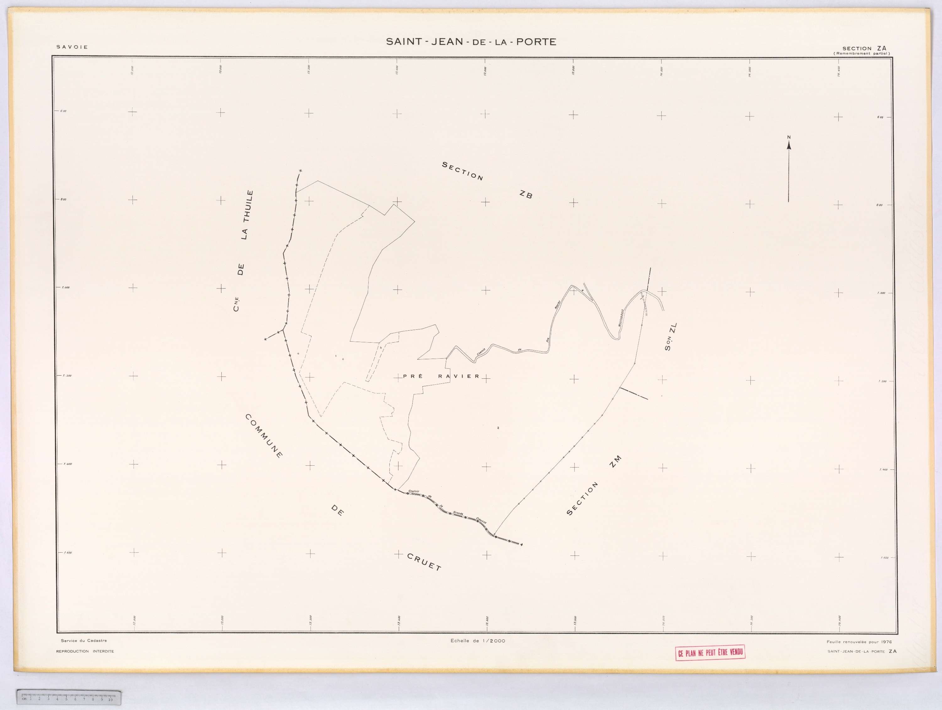 Saint-Jean-de-la-Porte - Cadastre remembré (1976).