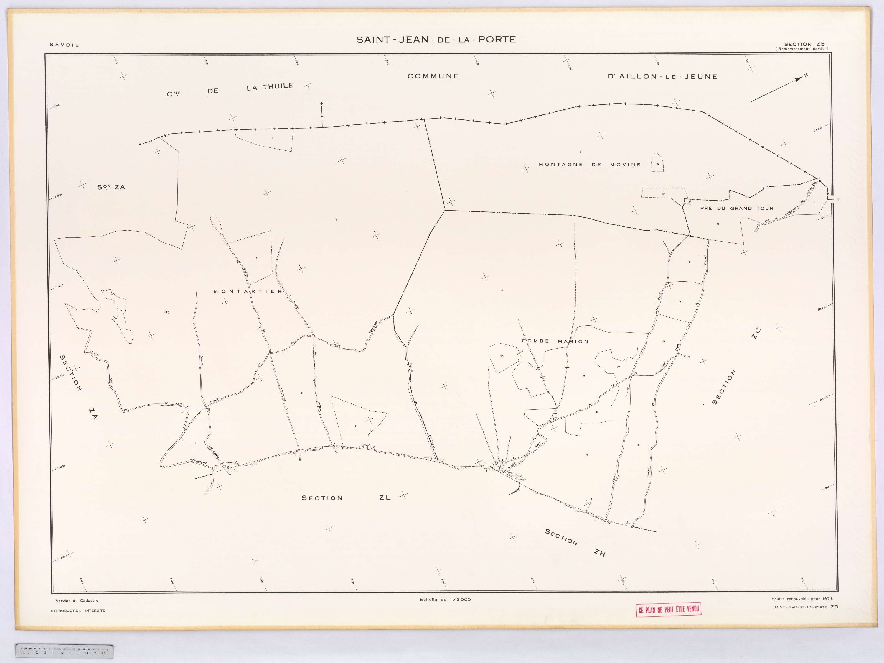 Saint-Jean-de-la-Porte - Cadastre remembré (1976).
