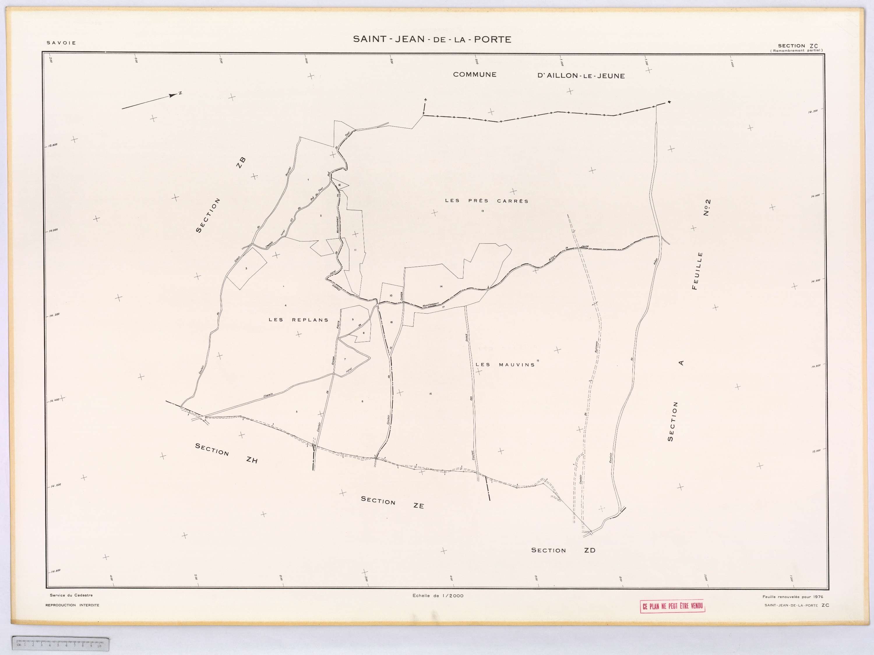 Saint-Jean-de-la-Porte - Cadastre remembré (1976).