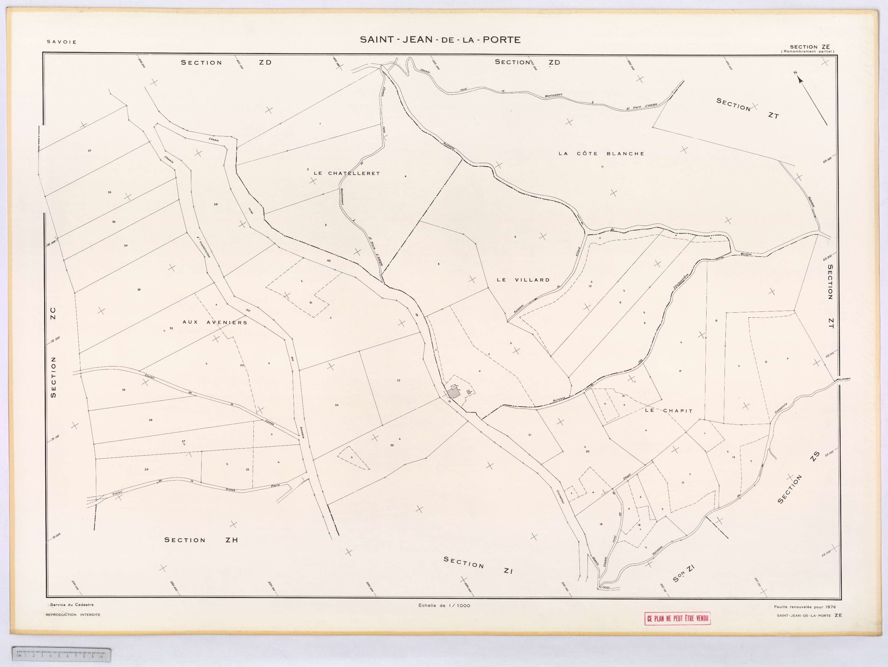 Saint-Jean-de-la-Porte - Cadastre remembré (1976).
