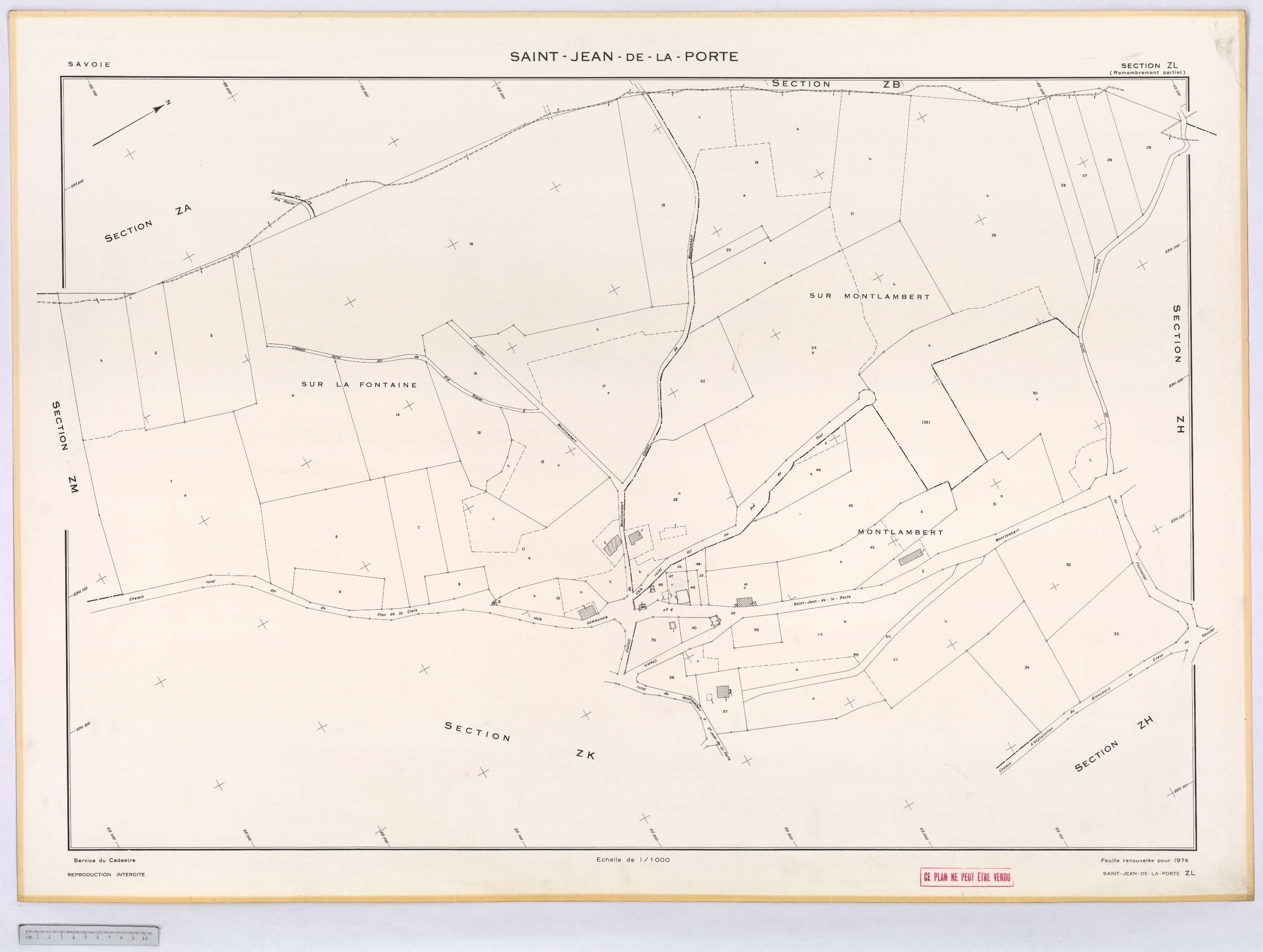 Saint-Jean-de-la-Porte - Cadastre remembré (1976).