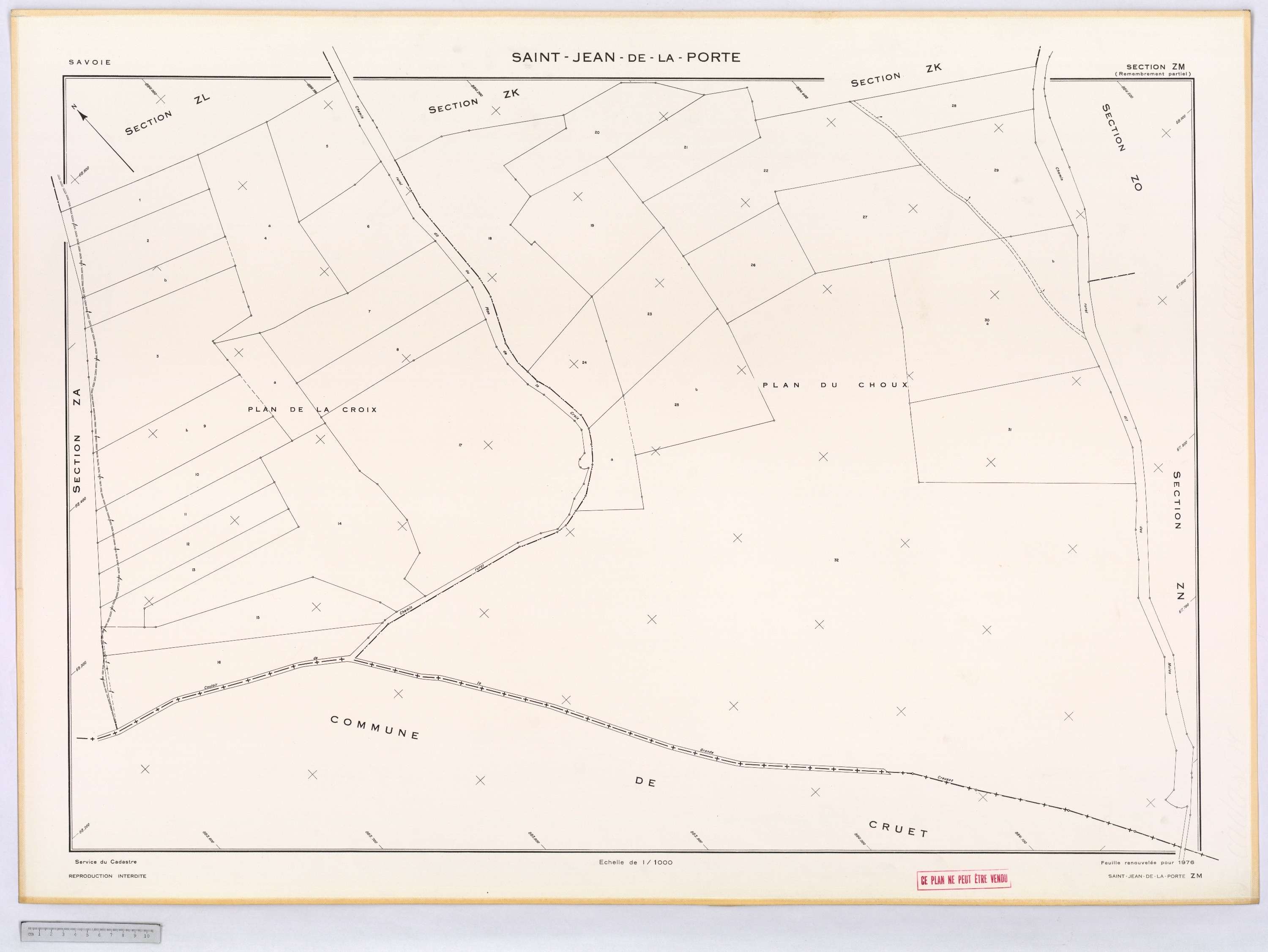 Saint-Jean-de-la-Porte - Cadastre remembré (1976).