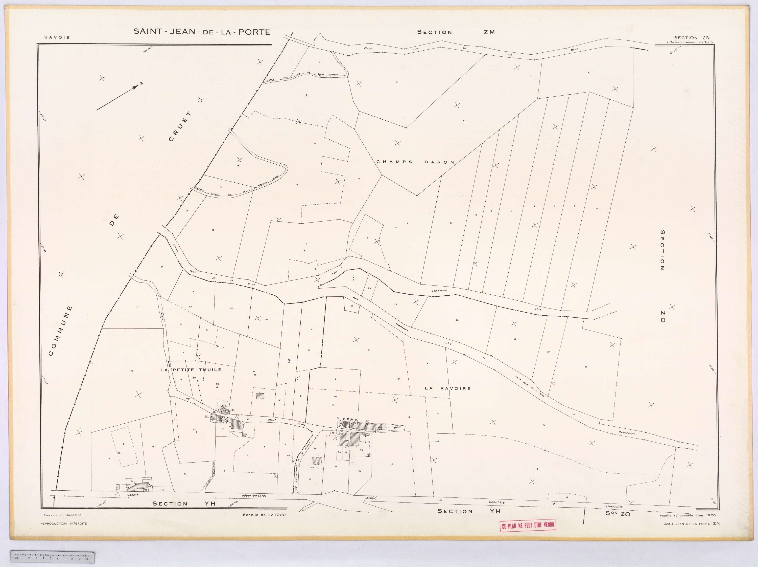 Saint-Jean-de-la-Porte - Cadastre remembré (1976).