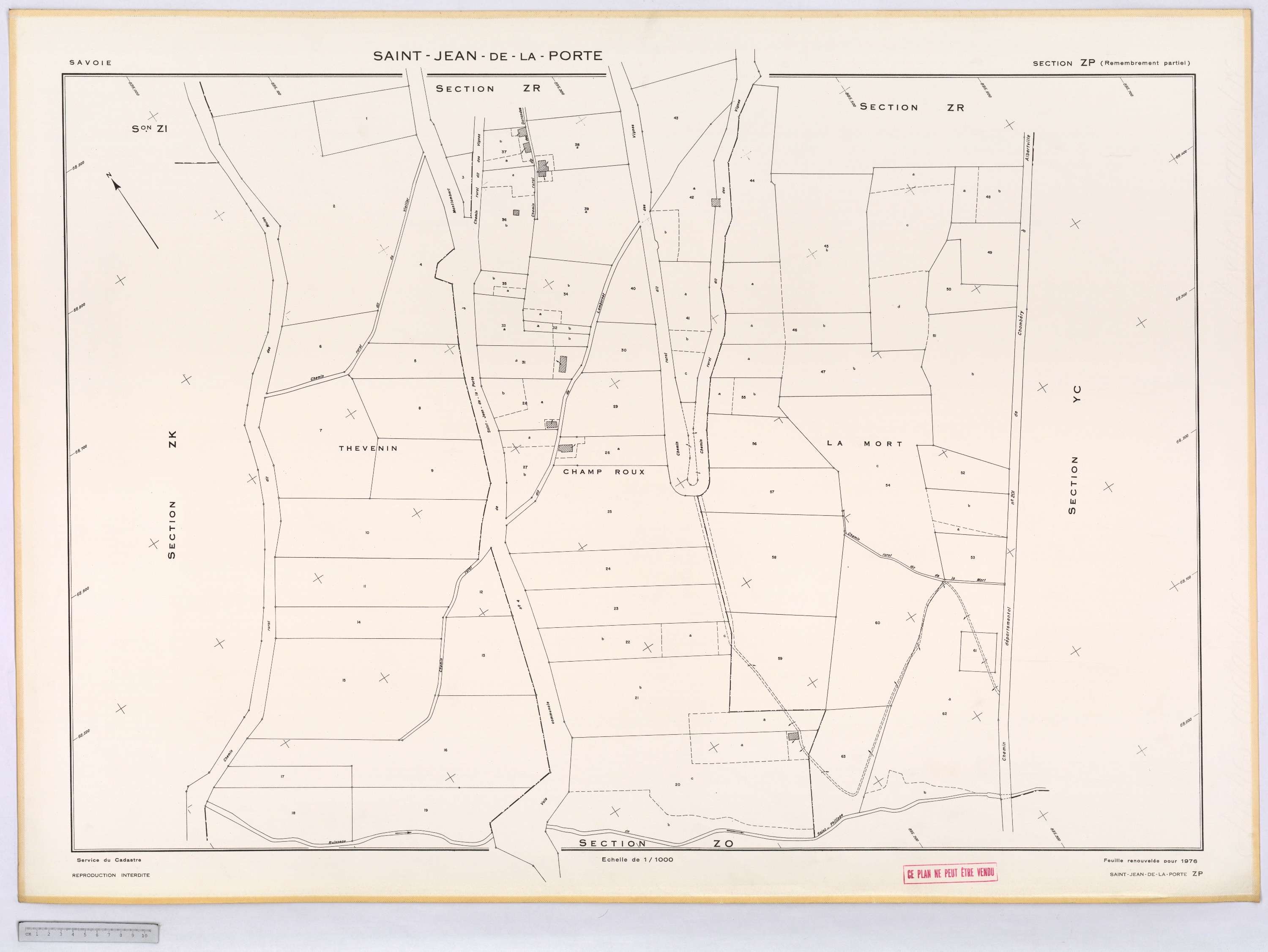 Saint-Jean-de-la-Porte - Cadastre remembré (1976).