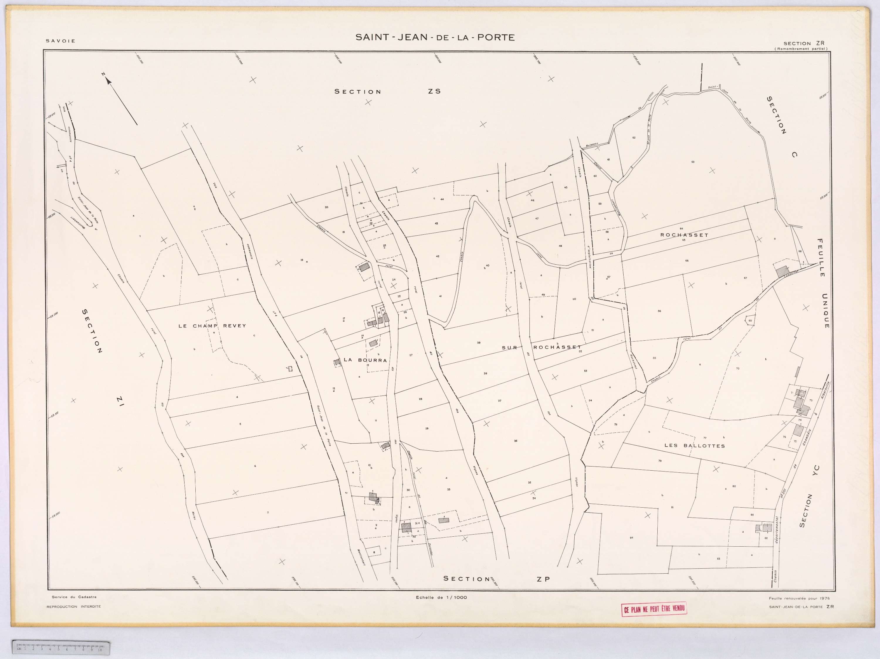 Saint-Jean-de-la-Porte - Cadastre remembré (1976).