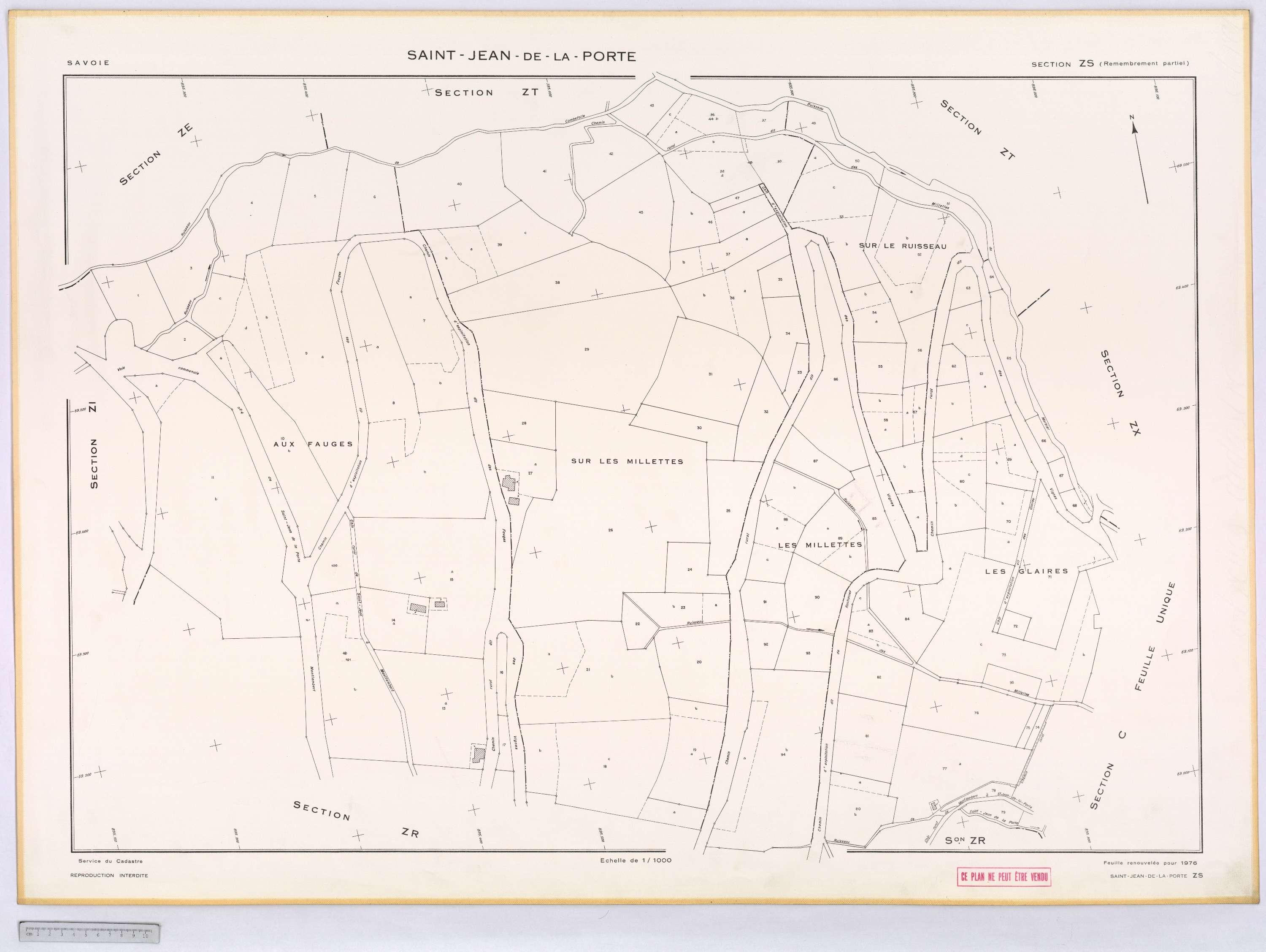 Saint-Jean-de-la-Porte - Cadastre remembré (1976).