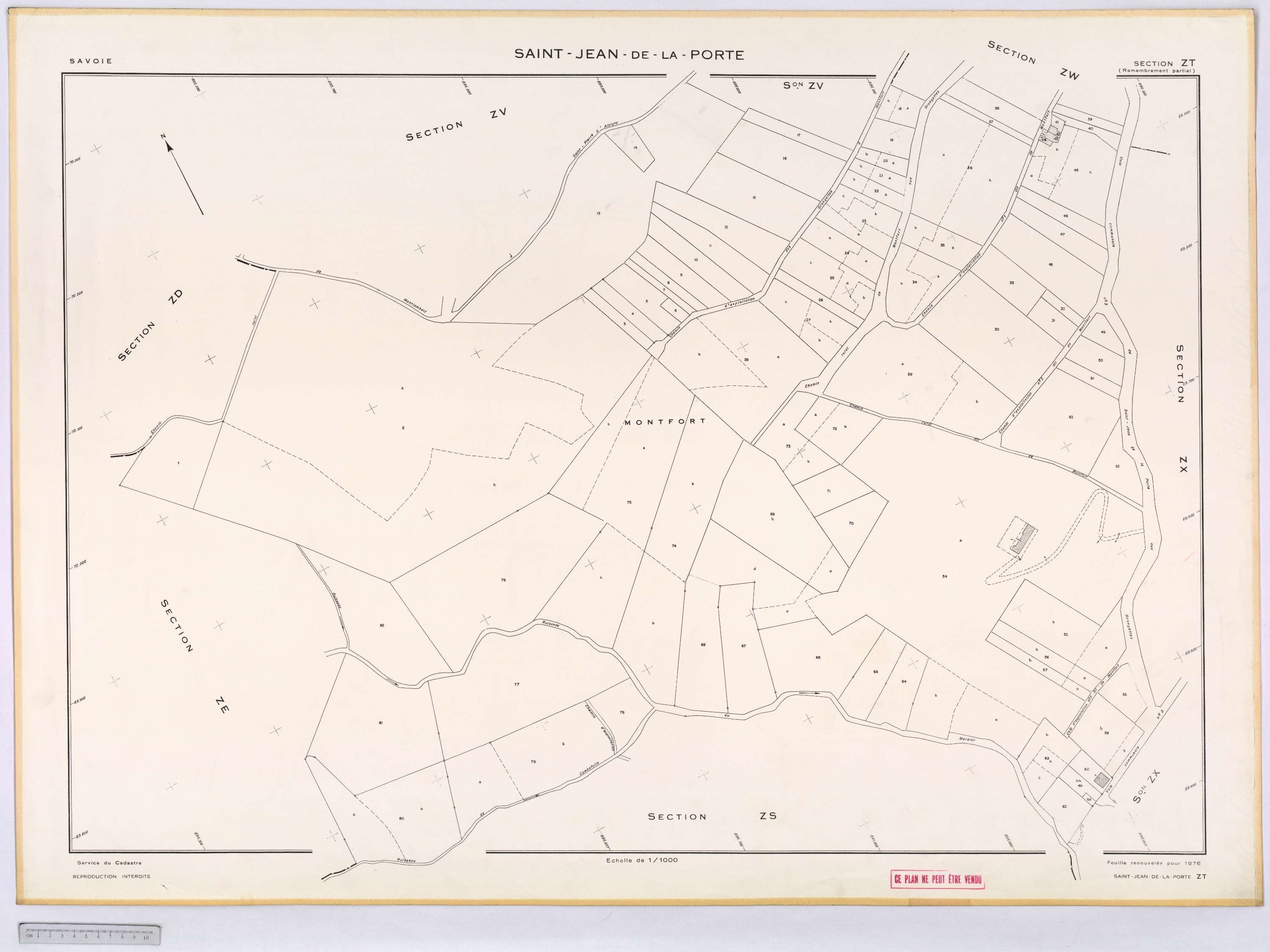 Saint-Jean-de-la-Porte - Cadastre remembré (1976).