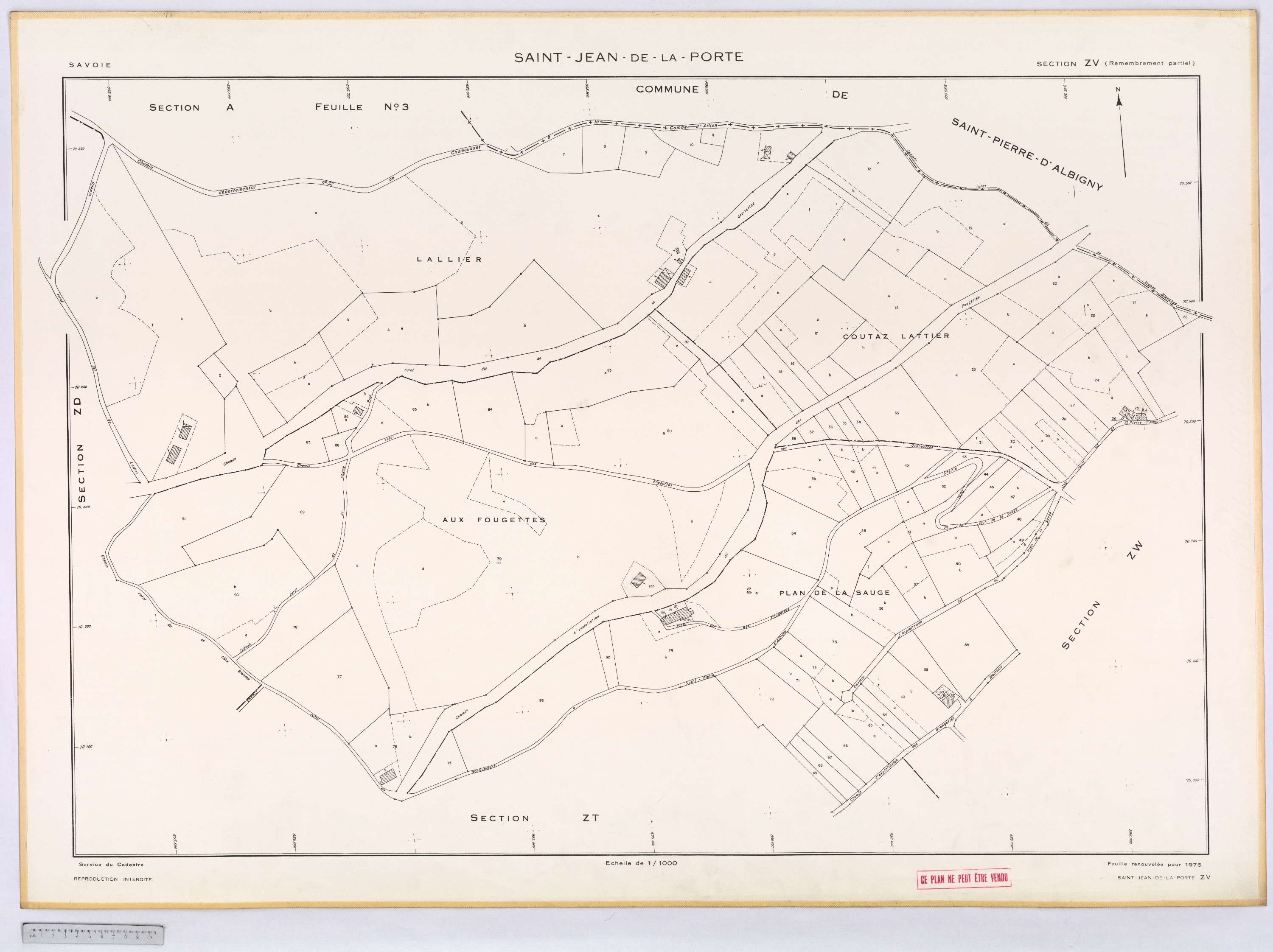 Saint-Jean-de-la-Porte - Cadastre remembré (1976).