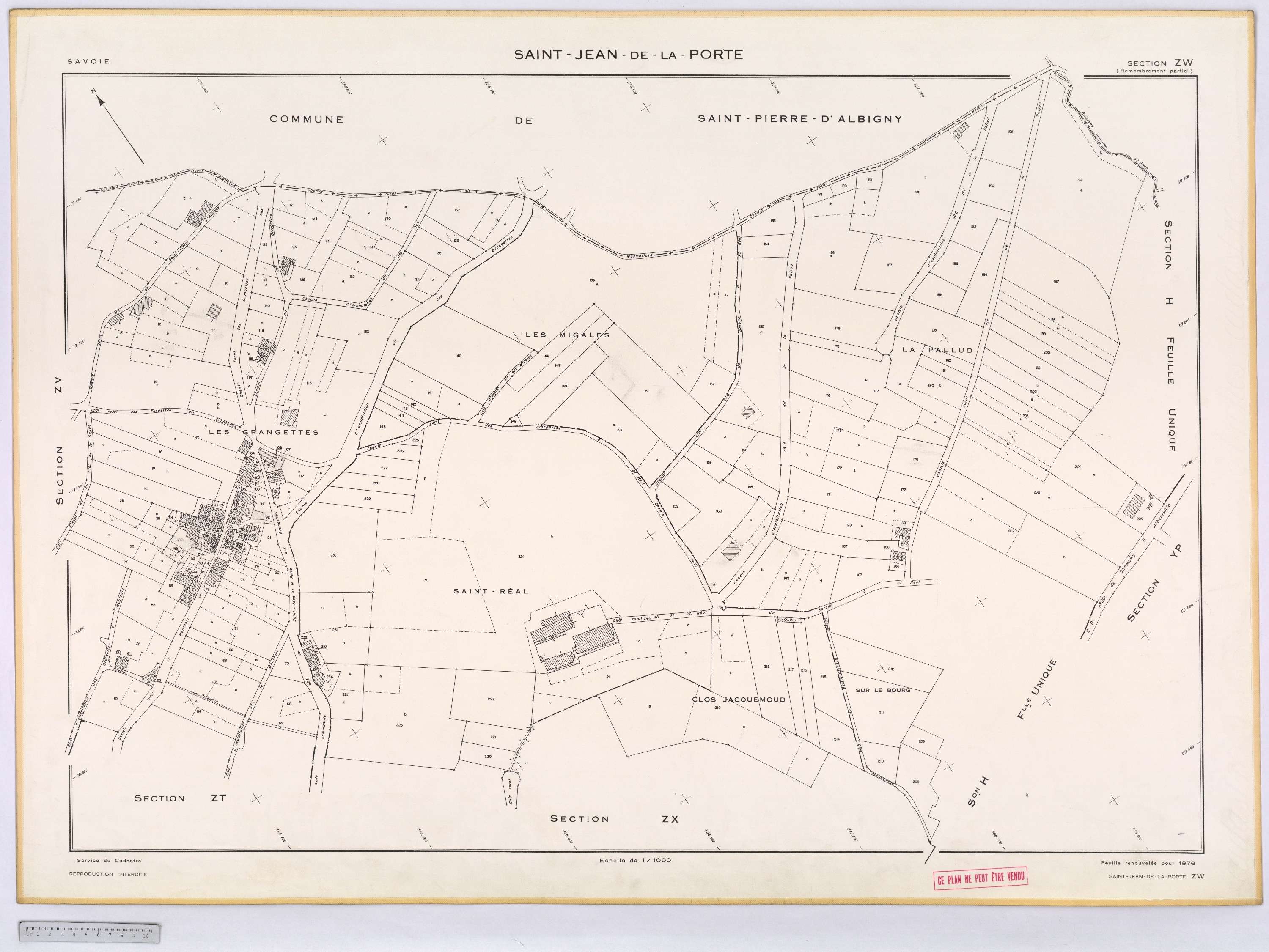 Saint-Jean-de-la-Porte - Cadastre remembré (1976).