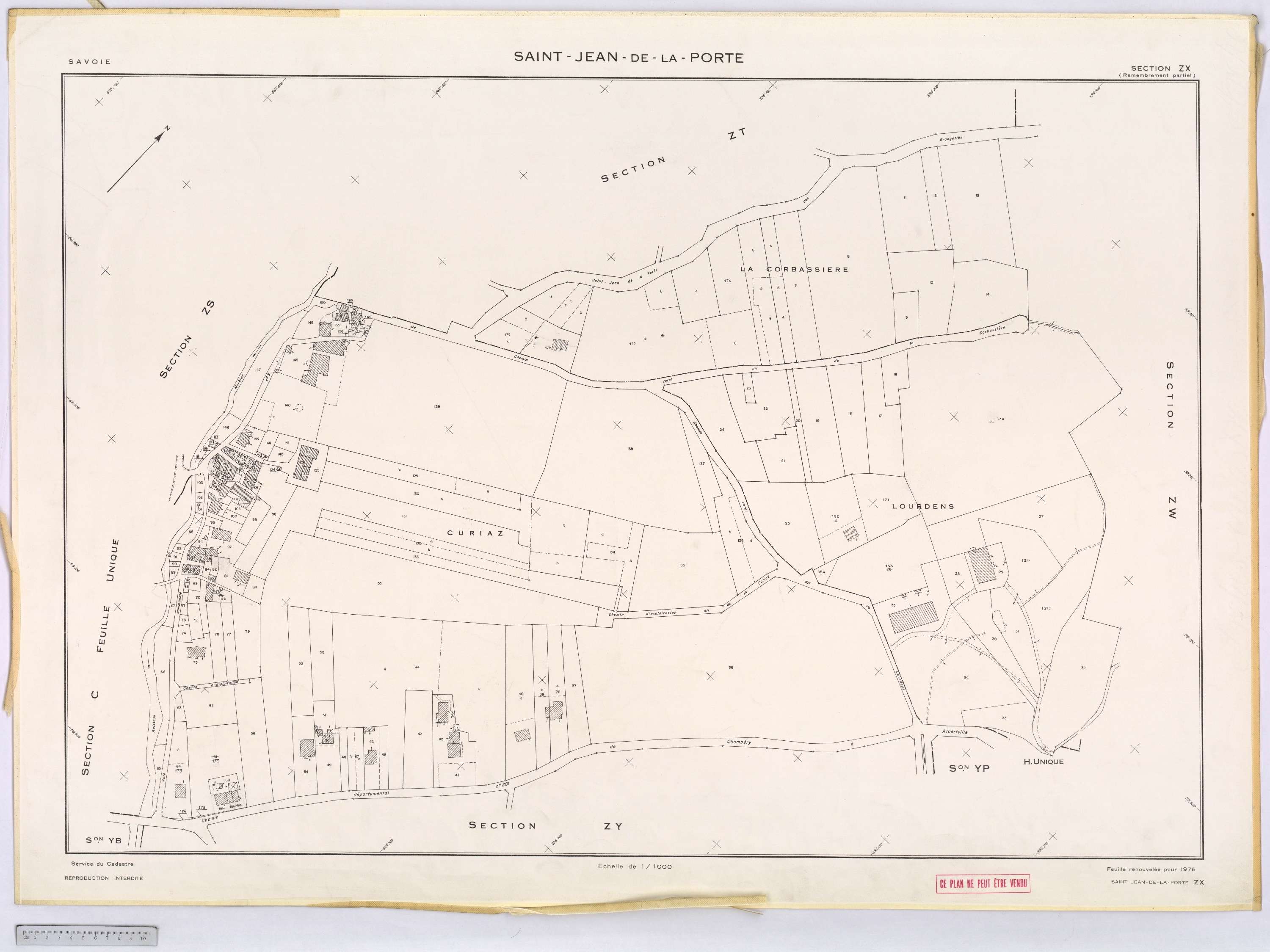 Saint-Jean-de-la-Porte - Cadastre remembré (1976).