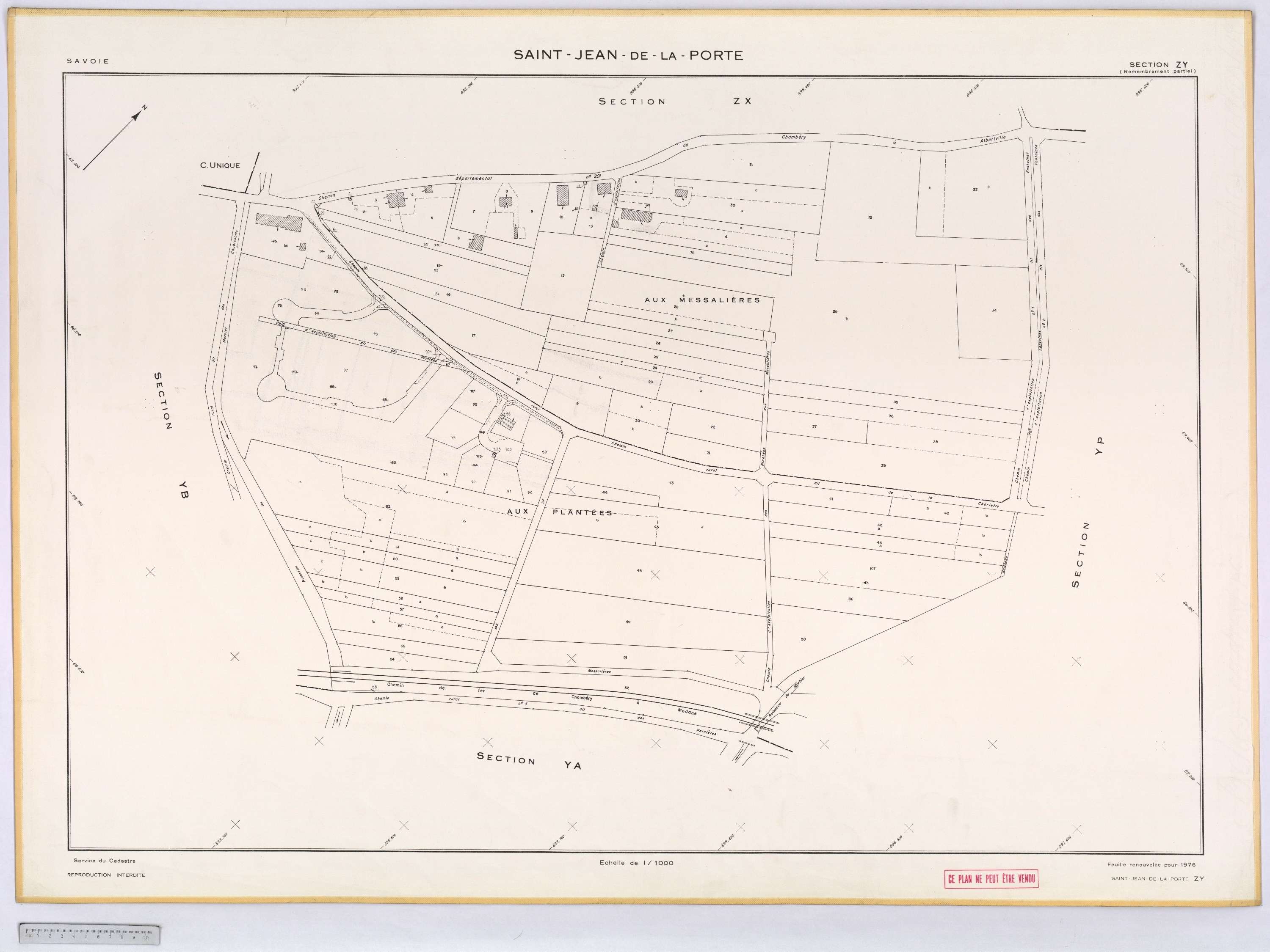 Saint-Jean-de-la-Porte - Cadastre remembré (1976).