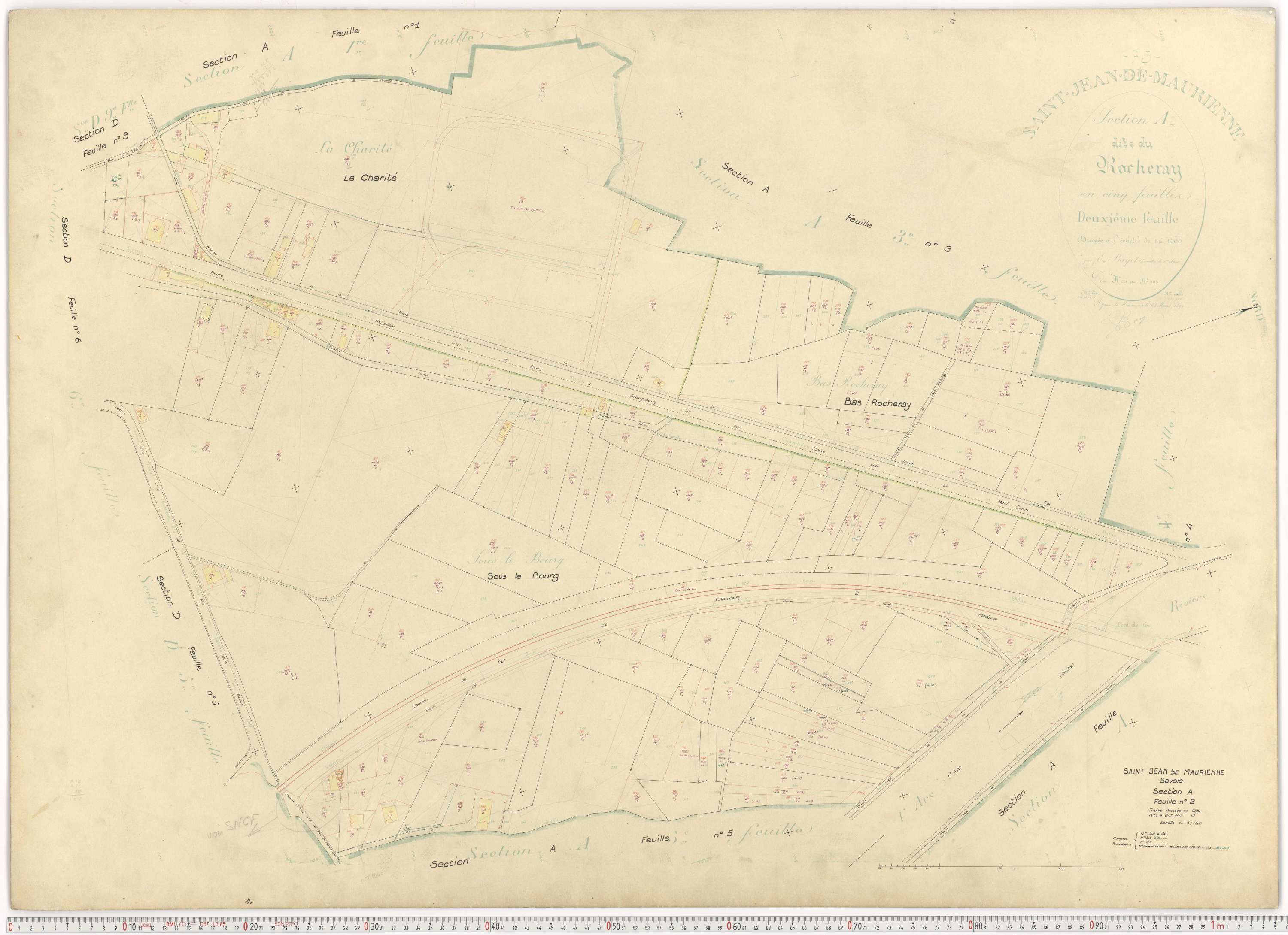 Saint-Jean-de-Maurienne - Plans cadastraux du cadastre rénové.