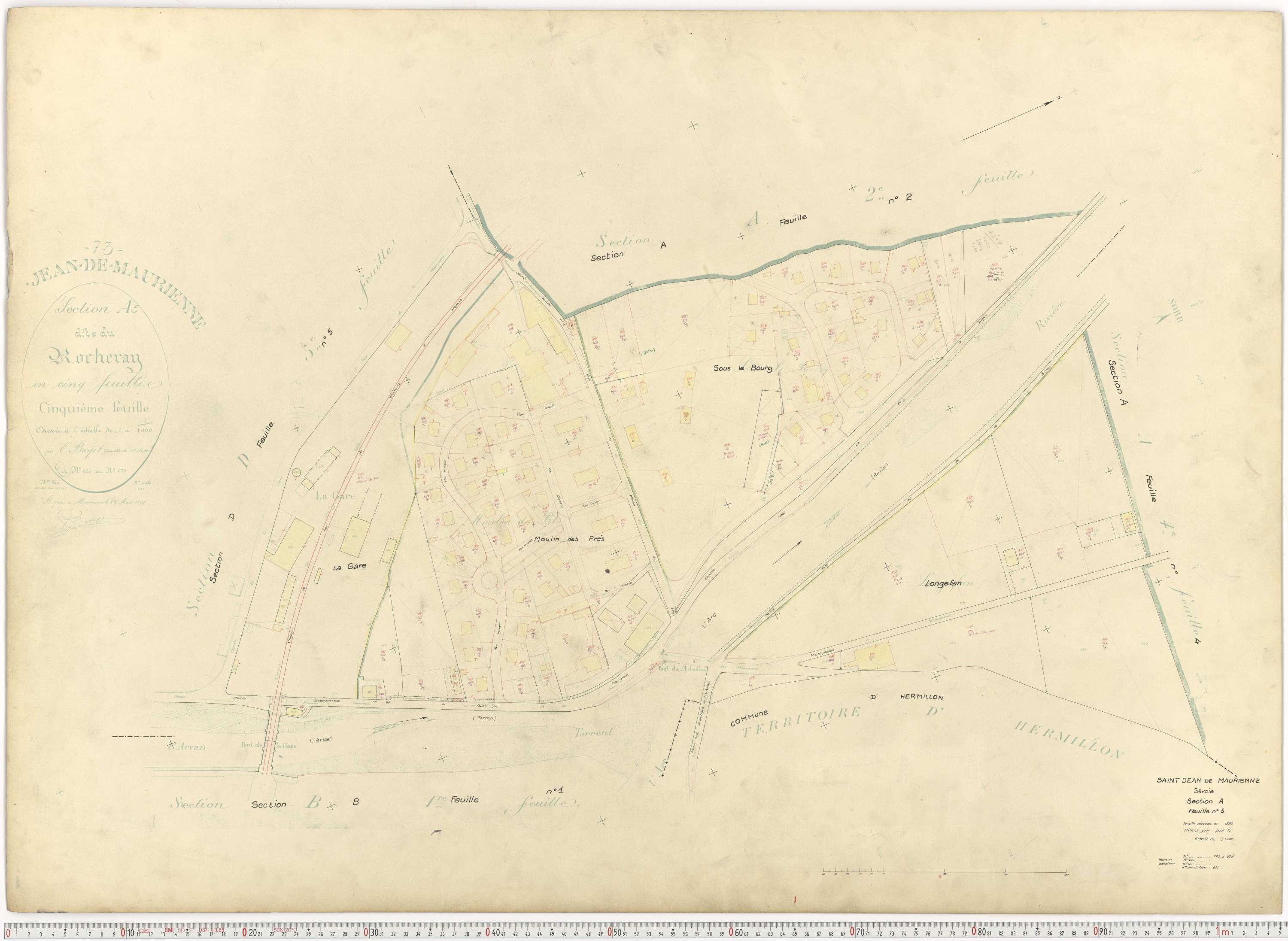 Saint-Jean-de-Maurienne - Plans cadastraux du cadastre rénové.