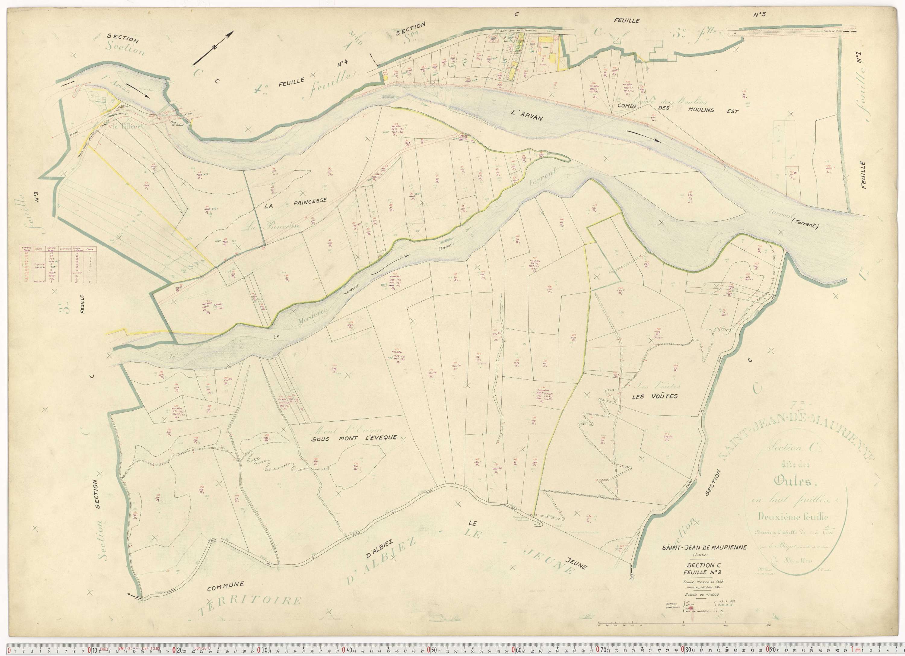 Saint-Jean-de-Maurienne - Plans cadastraux du cadastre rénové.