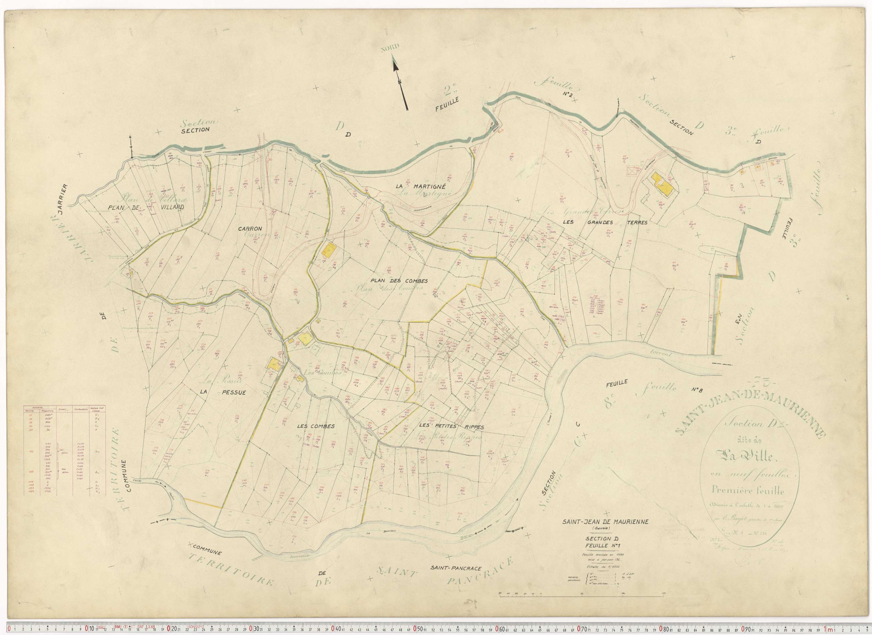 Saint-Jean-de-Maurienne - Plans cadastraux du cadastre rénové.