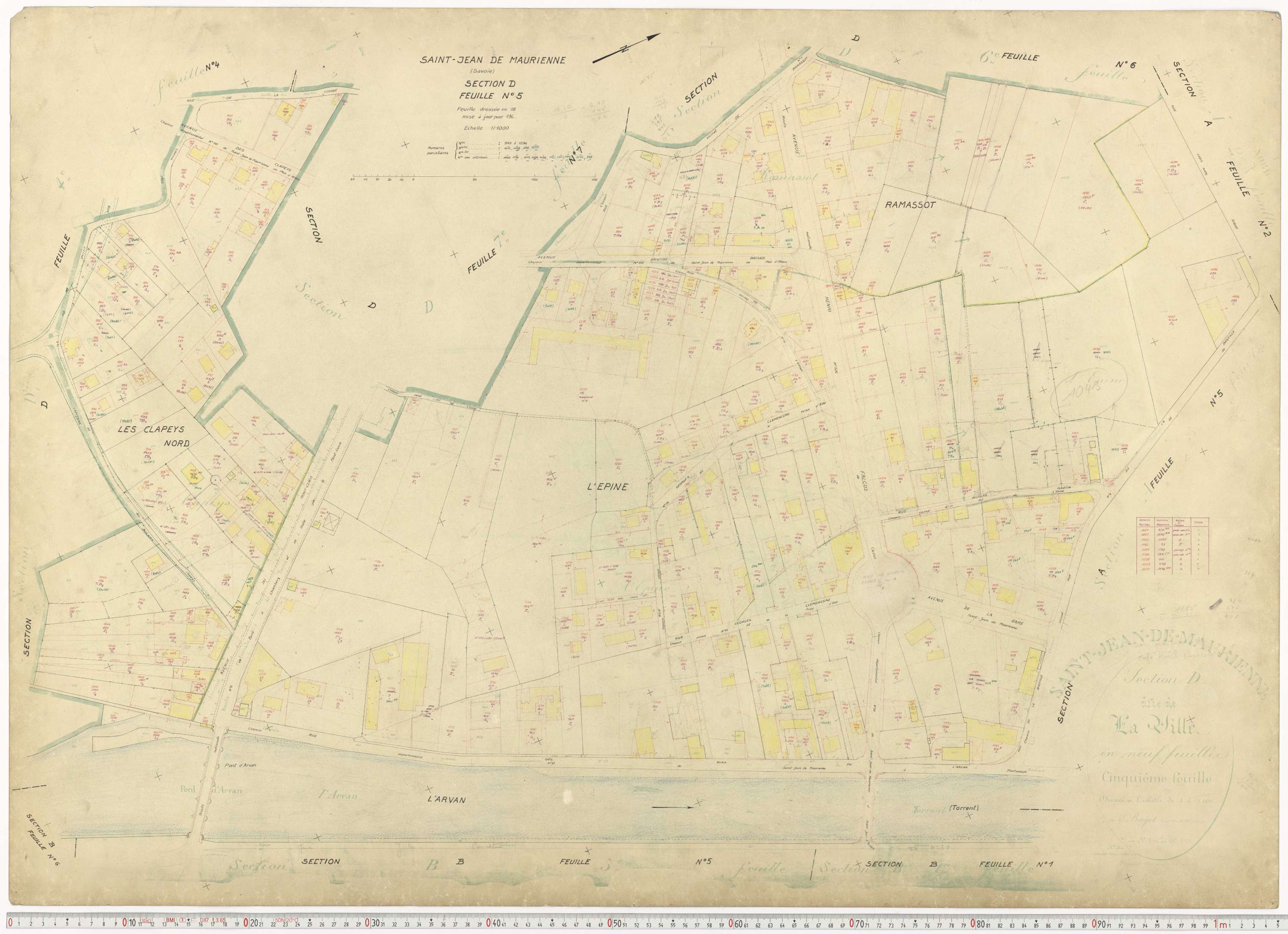 Saint-Jean-de-Maurienne - Plans cadastraux du cadastre rénové.
