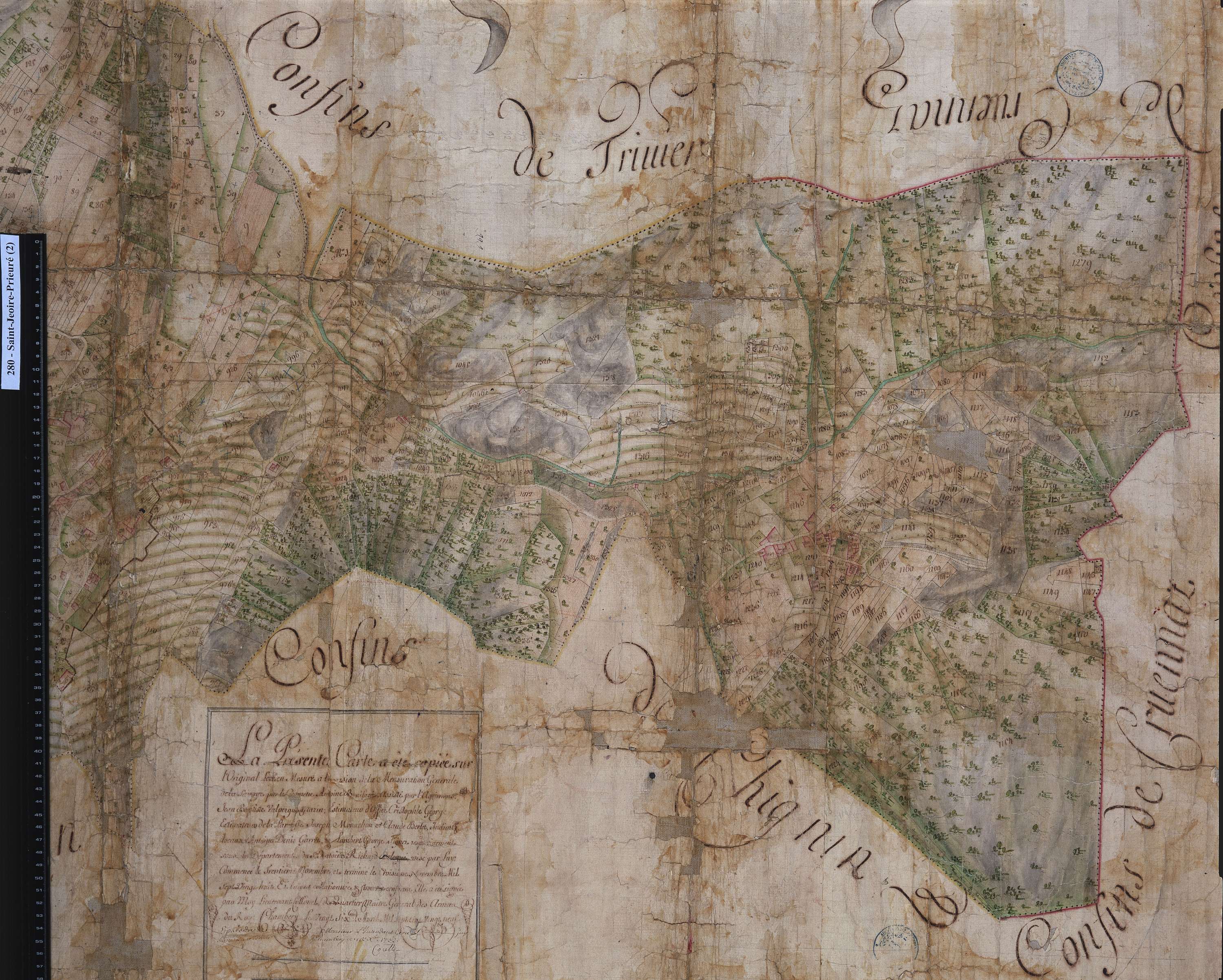 Saint-Jeoire-Prieuré - Copie de la mappe originale (plan cadastral) de la commune de Saint-Jeoire. Signée Cocelli, directeur de la péréquation générale.