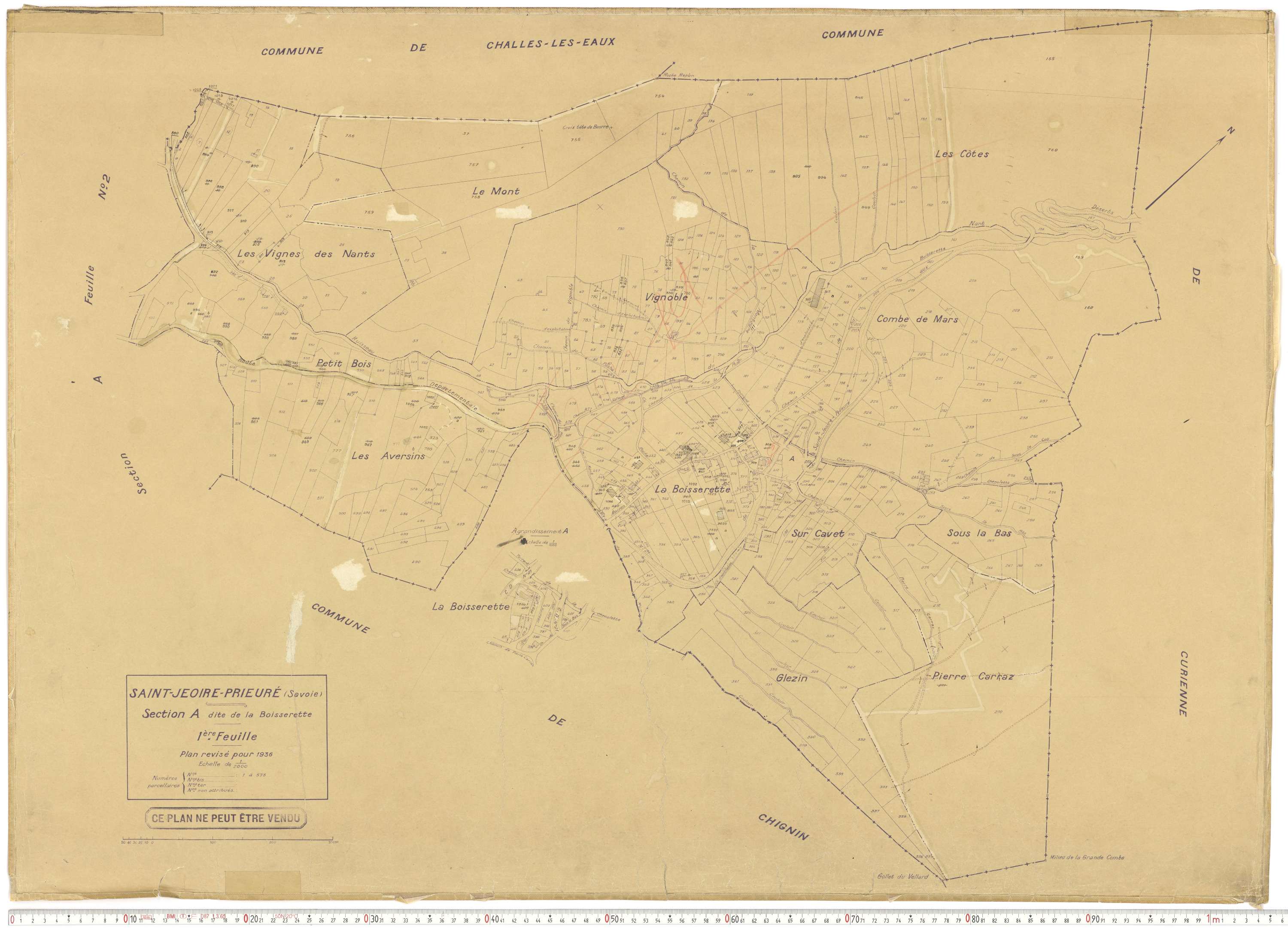 Saint-Jeoire-Prieuré - Plans cadastraux du cadastre rénové en 1936 et mis à jour en 1988.