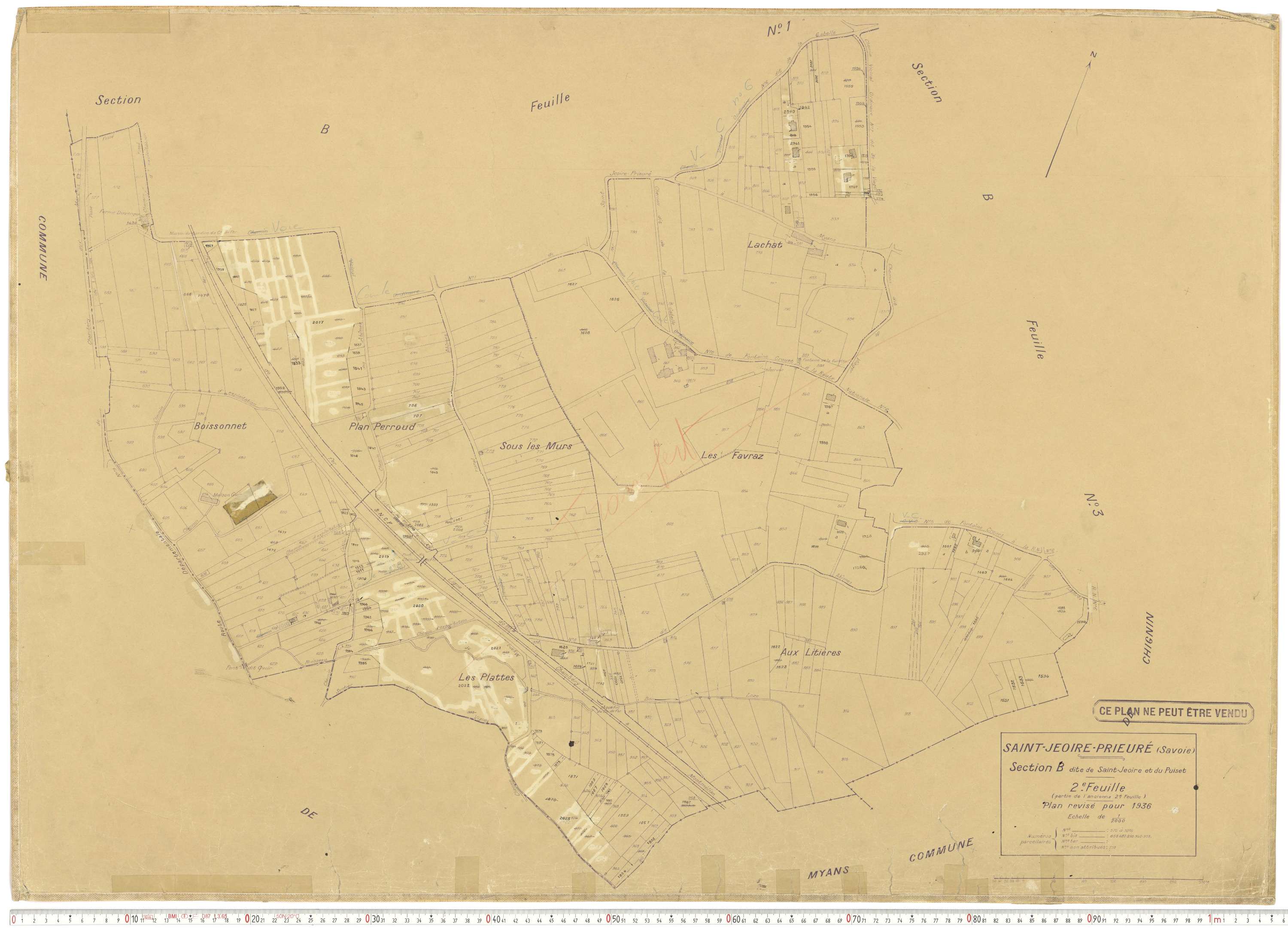 Saint-Jeoire-Prieuré - Plans cadastraux du cadastre rénové en 1936 et mis à jour en 1988.