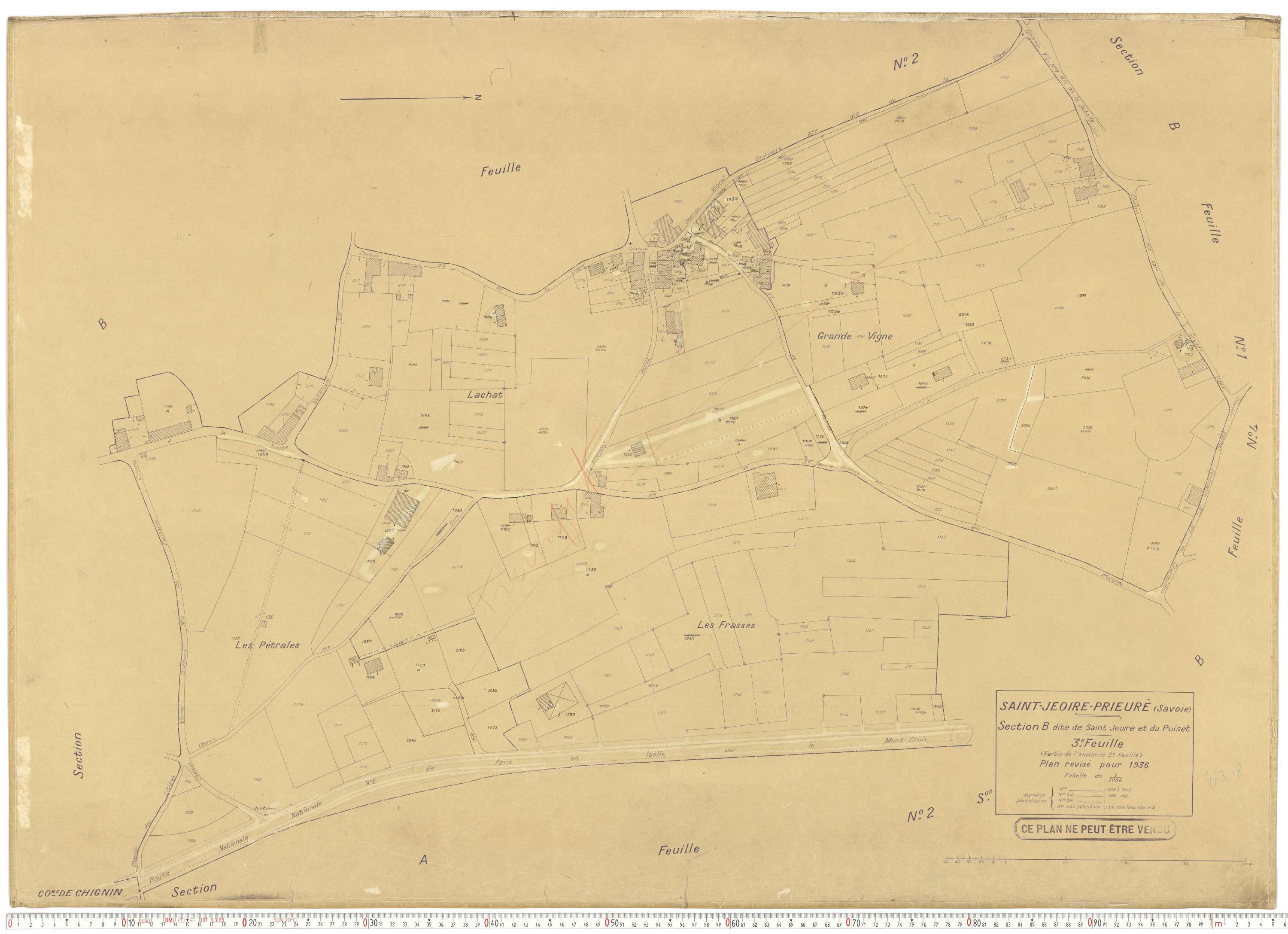 Saint-Jeoire-Prieuré - Plans cadastraux du cadastre rénové en 1936 et mis à jour en 1988.