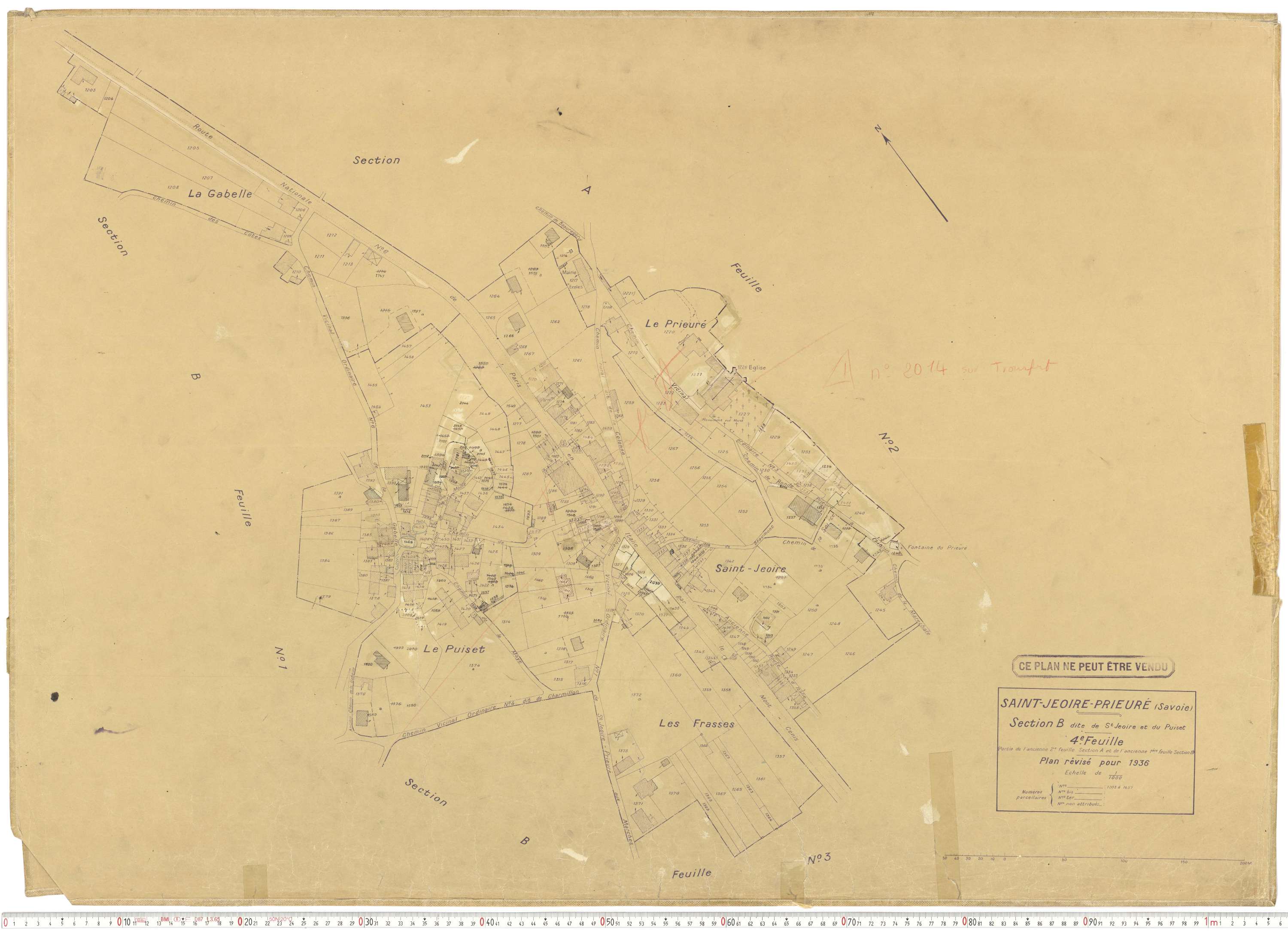 Saint-Jeoire-Prieuré - Plans cadastraux du cadastre rénové en 1936 et mis à jour en 1988.