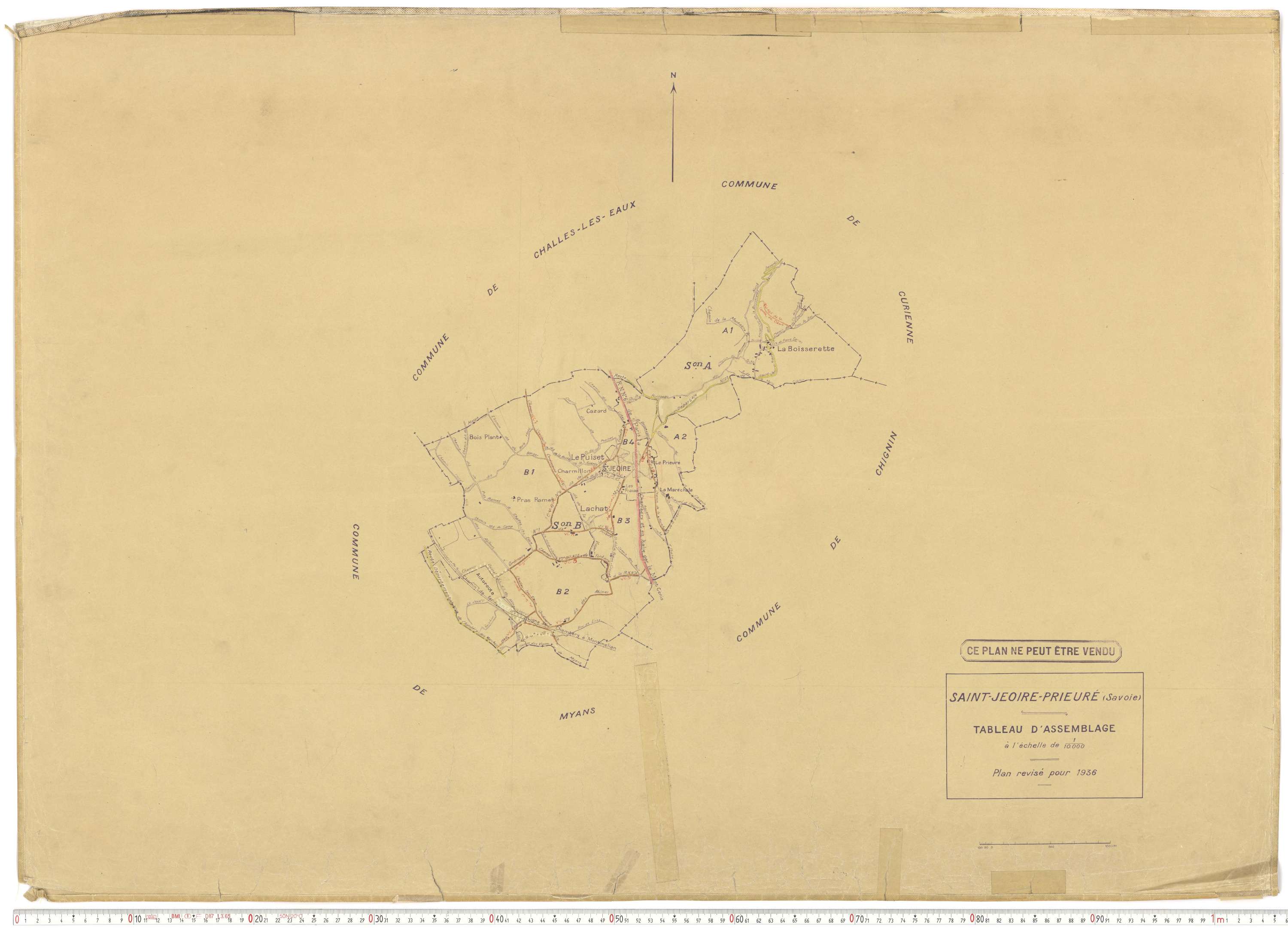 Saint-Jeoire-Prieuré - Plans cadastraux du cadastre rénové en 1936 et mis à jour en 1988.